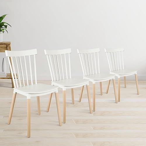 Miniatura 2 de DSW - Sillas de comedor de plástico modernas sin brazos con patas de madera para estar, dormitorio, cocina, comedor, sala de espera, restaurantes,