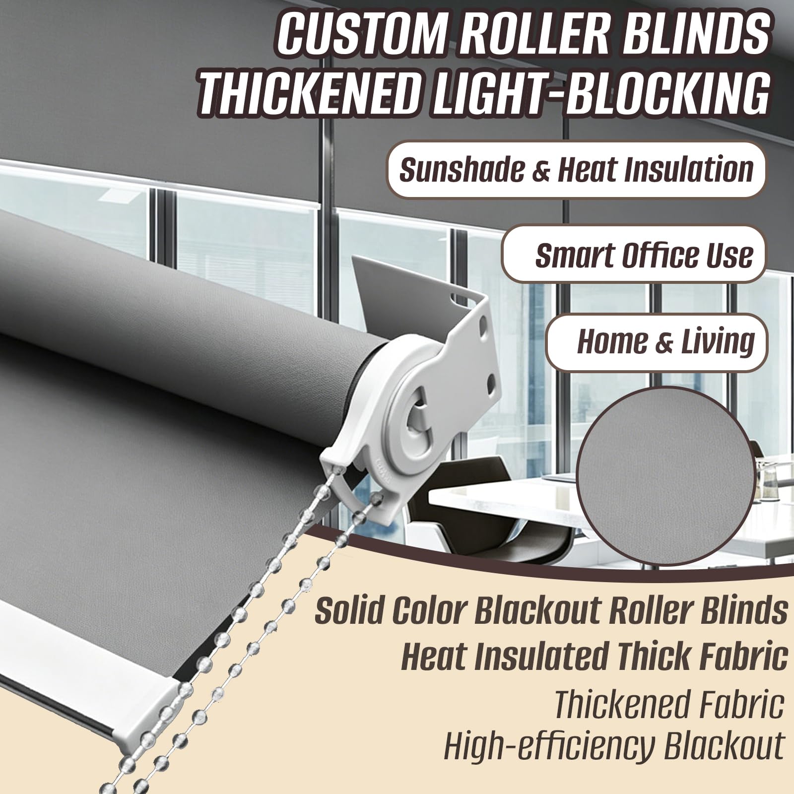 Tende a Rullo, 120 x 180 cm Tenda da Sole per Esterno in Poliestere Grigio Chiaro, Tenda da Sole Verticale a Rullo per Esterno Avvolgibile Anti UV con Cordino per Balcone Ufficio Bagno