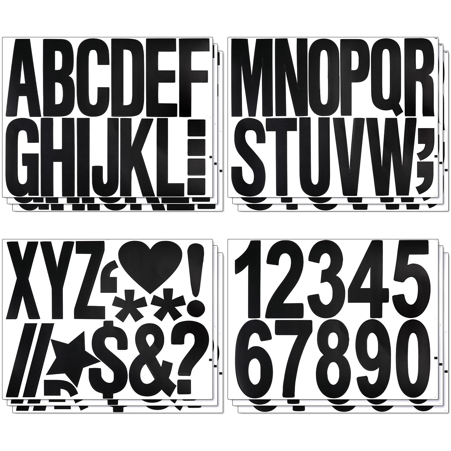 12 Hojas Pegatinas de Números y Letras Adhesivas, 10cm Vinilo Pegatinas Alfabeto Fuente Grande Pegatinas Letras Decoraciones para Manualidades Letreros Pósteres Ventanas (Negro)