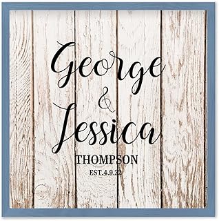 Framed Wooden Sign Blank Rustic Wedding Guest Book Alternative Custom Last Name & Date Family Name Sign 12