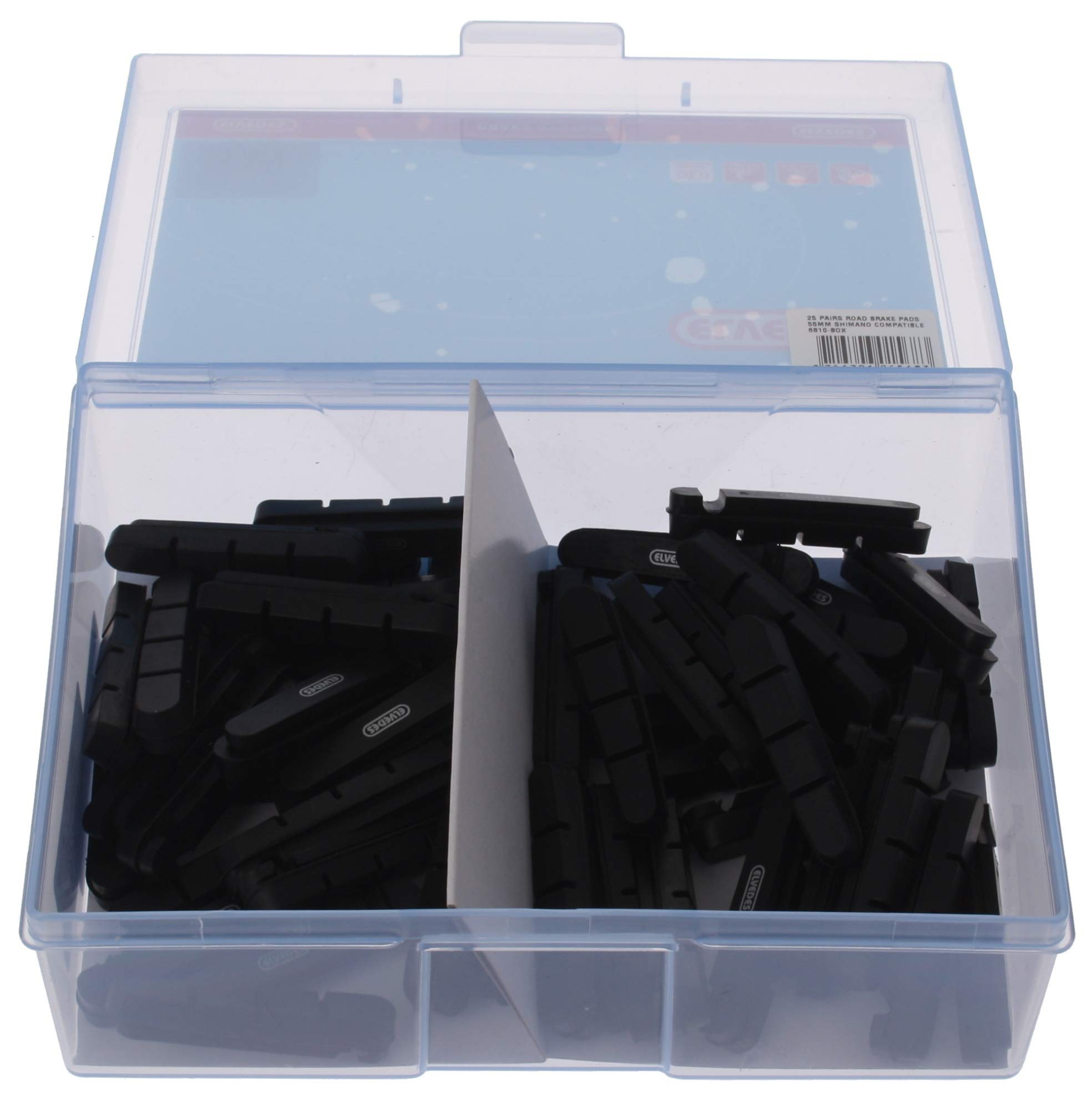 25 Paires De Patins Frein Route ELVEDES – 55 Mm, Compatibles Shimano, Caoutchouc, Noir, Fabriqués Hollande