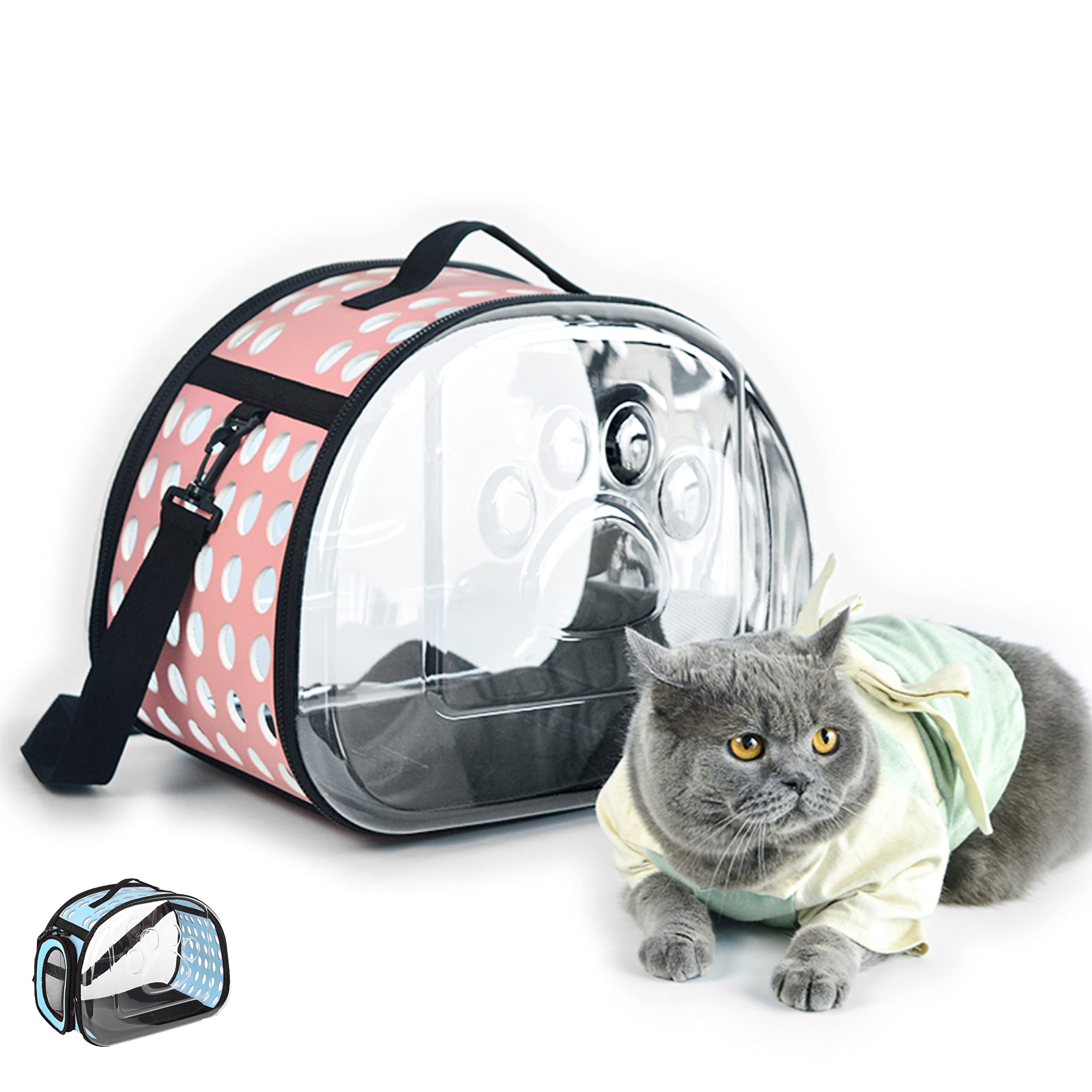 Zaino trasparente traspirante per animali domestici, per gatti, zaino per cani, zaino da viaggio approvato dalla compagnia aerea, progettato per passeggiate in viaggio.