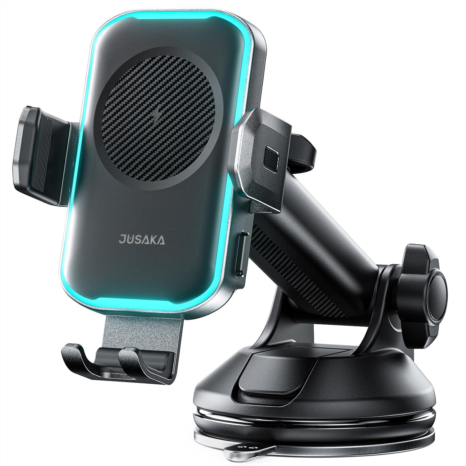JUSAKA Wireless Car Charger 15W Fast Charging Auto Clamping Phone Holders for Your Car Compatible with iPhone 16