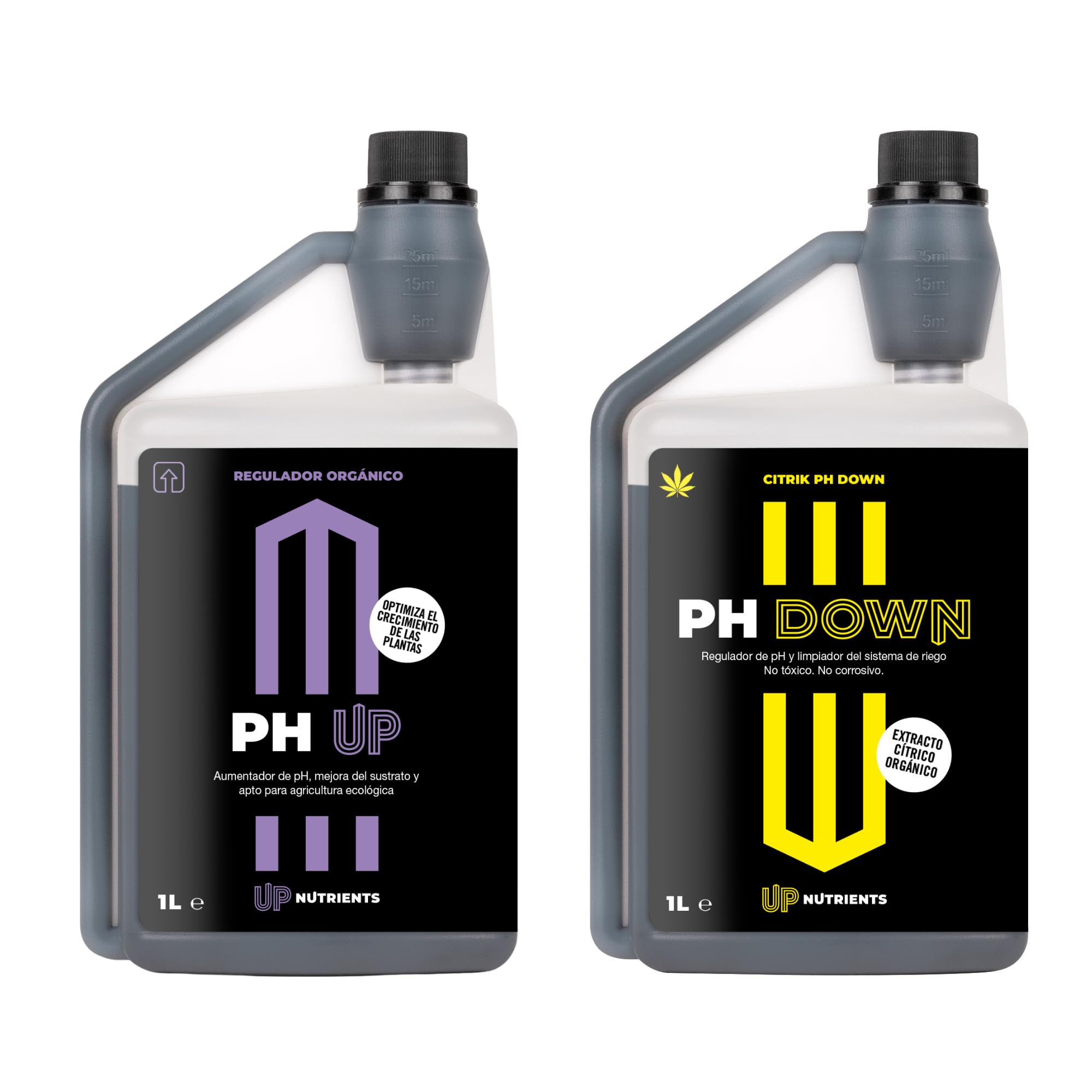 UP NUTRIENTS Pack régulateur PH UP & DOWN 1 L pour plantes | Augmente et amincissant pH sols, cultures et fleurs | Correcteur soulevé et abaisseur 100 % biologique adapté à l'agriculture biologique