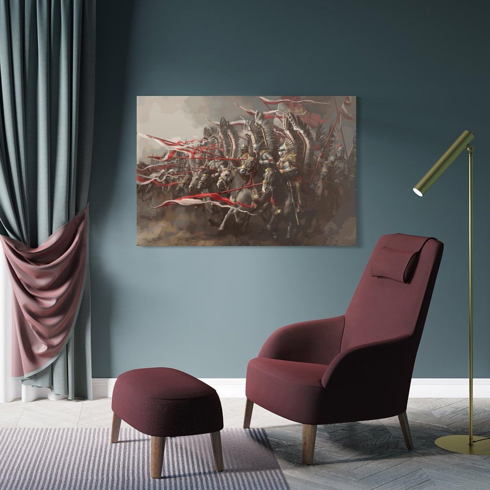 Junmoney Frame-Style-16-1 Samurai Warrior Battle Scene Canvas Wall Art 16X24inch(40X60cm), For Workspace Walls, Study Corners Or Bedrooms, Wall Art That Adds Style To Work Areas