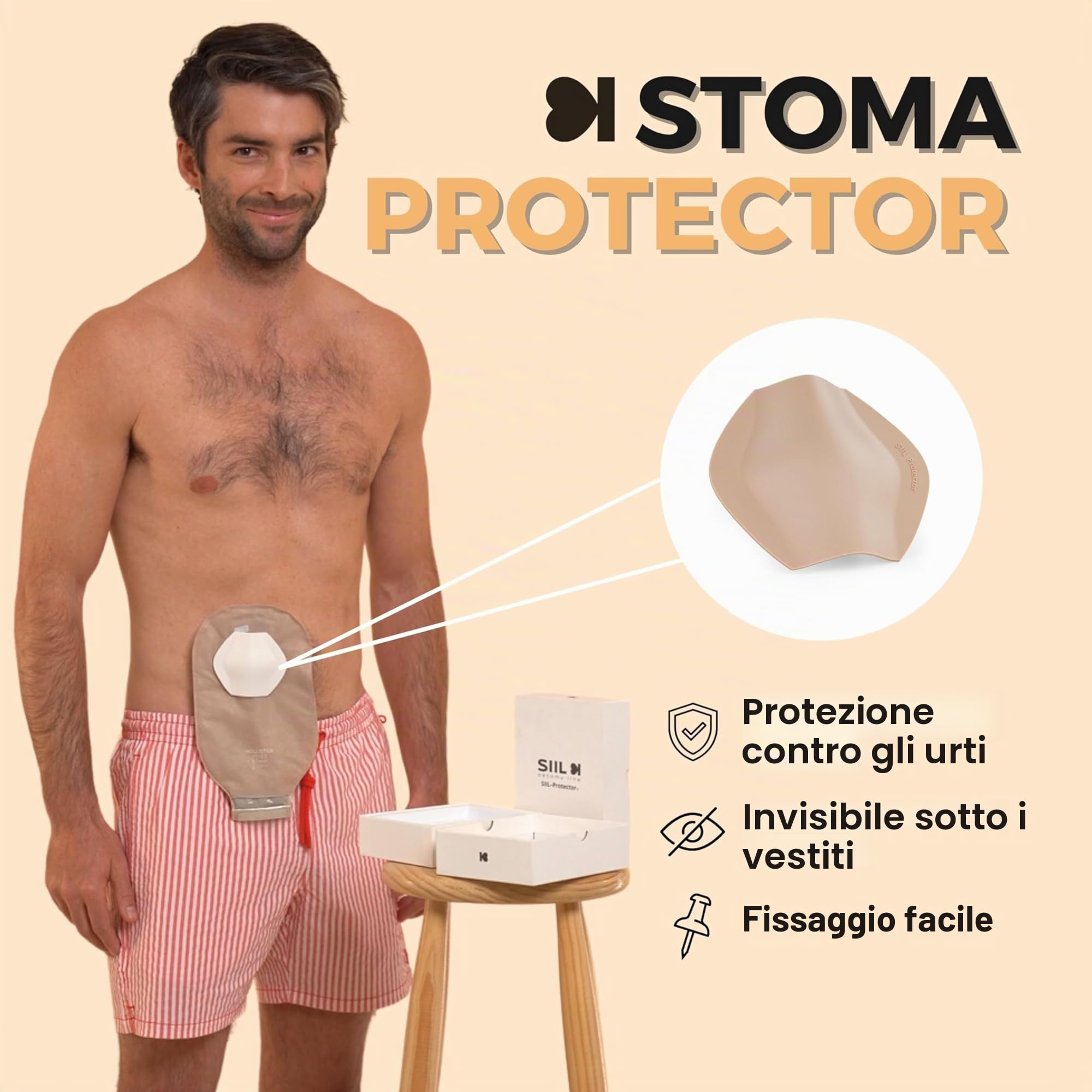 SIIL Cintura per stomia Blue + Protezione dello stoma | PROTEZIONE TOTALE per la tua sacca per stomia | Coperture per sacche ileostomiche e colostomiche | Prodotto in Europa (Medium)