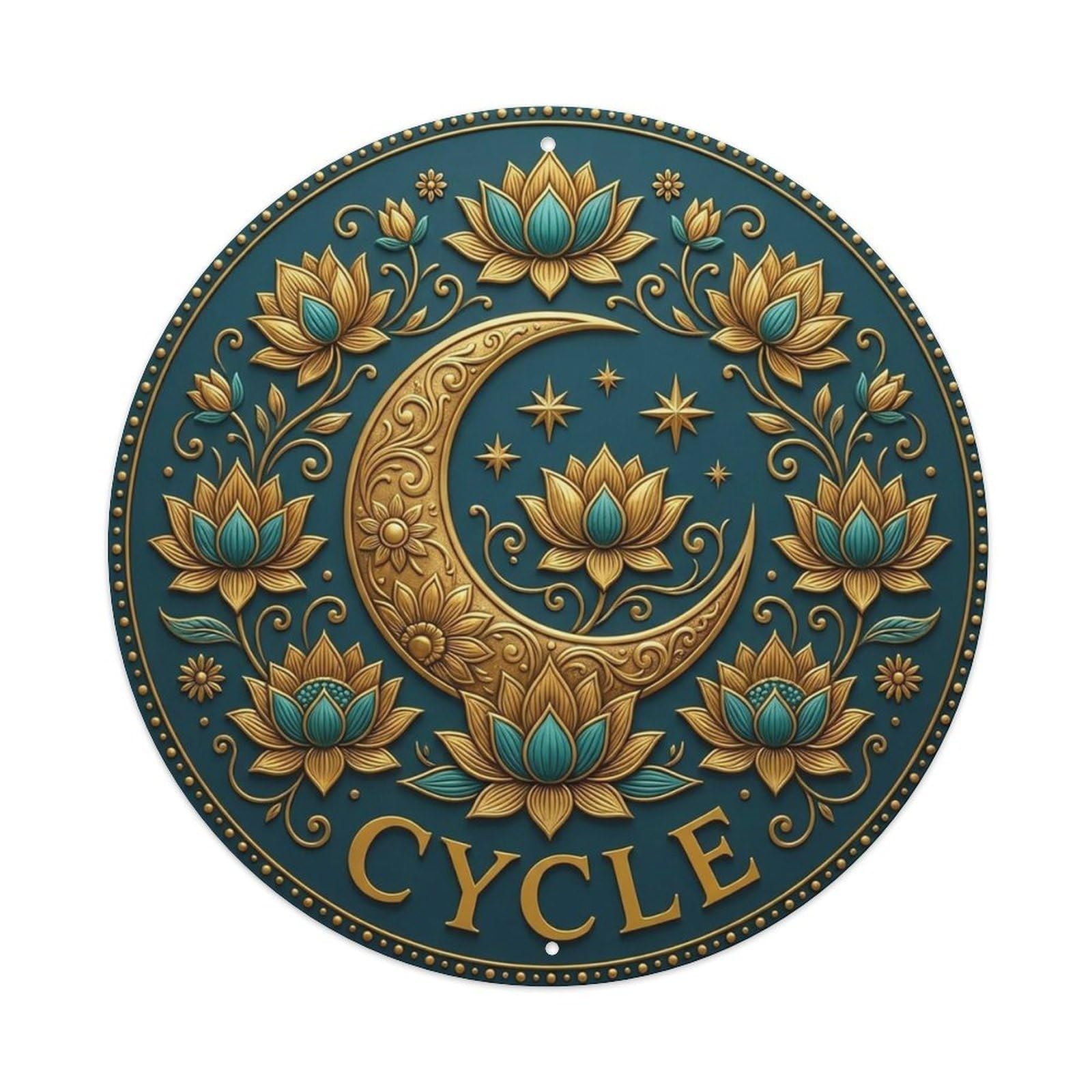 Vintage Namaste Moon Phase Cycle Flower Zen Yoga Metal Tin Sign