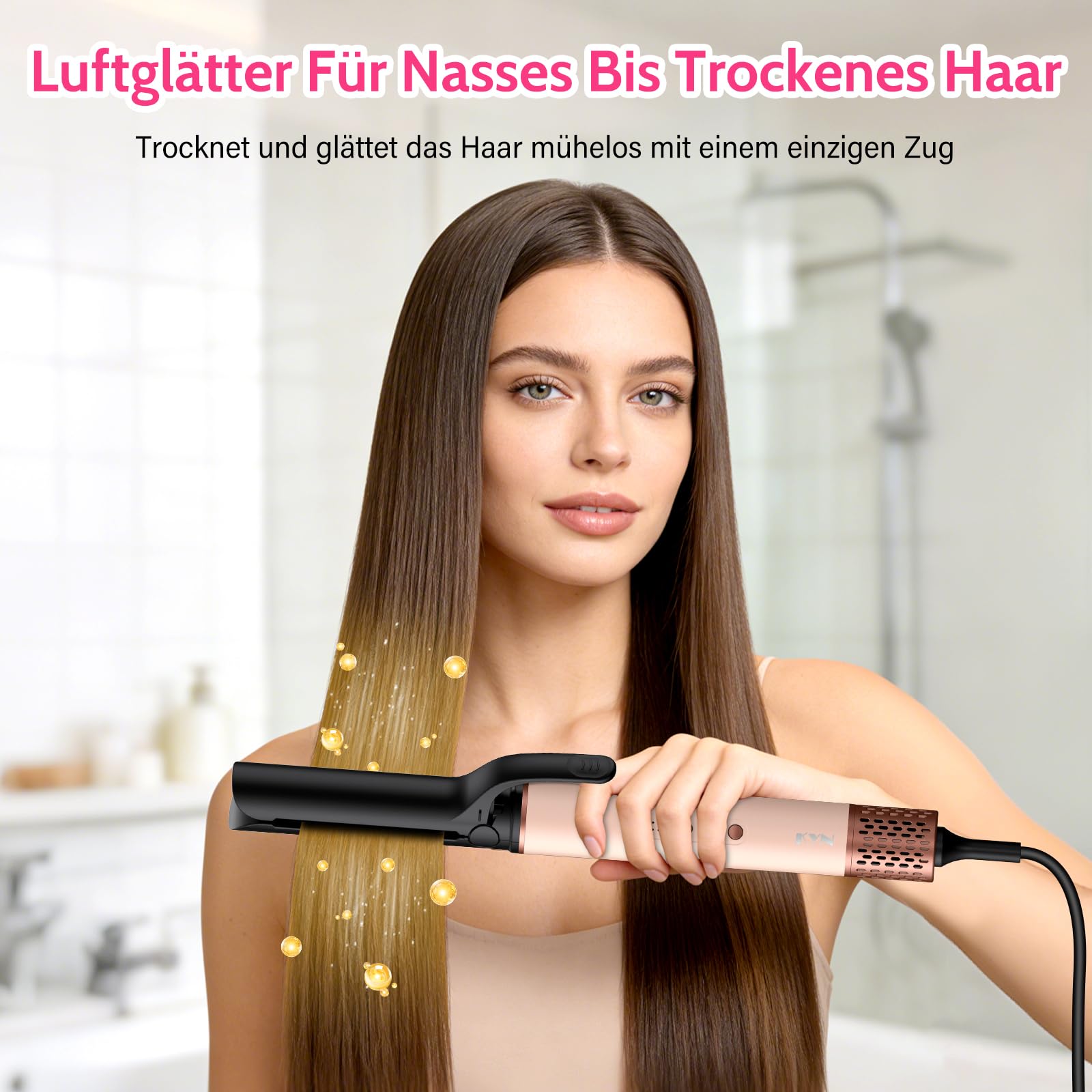6 in 1 Hairstyler,1400w Hochgeschwindigkeits Airstyler rundbürstenföhn mit Lockenstab Automatisch, Warmluftbürste, Glättbürste,Haarstyler für Trocknen, Locken, Glätten, Volumen