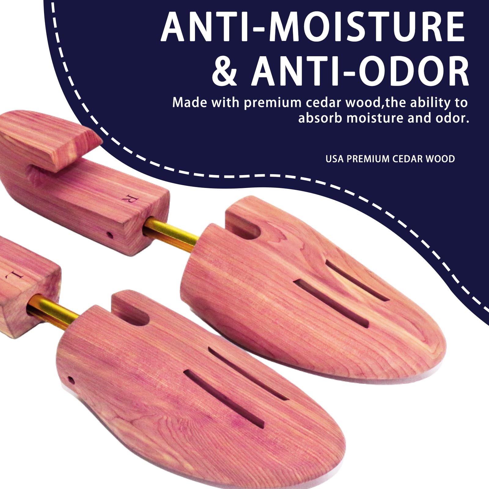 Árbol de zapatos para hombre, camilla de zapatos de madera para hombre, árboles de zapatos de cedro, árboles de zapatos ajustables para tenis o botas, Rojo parduzco, Medium