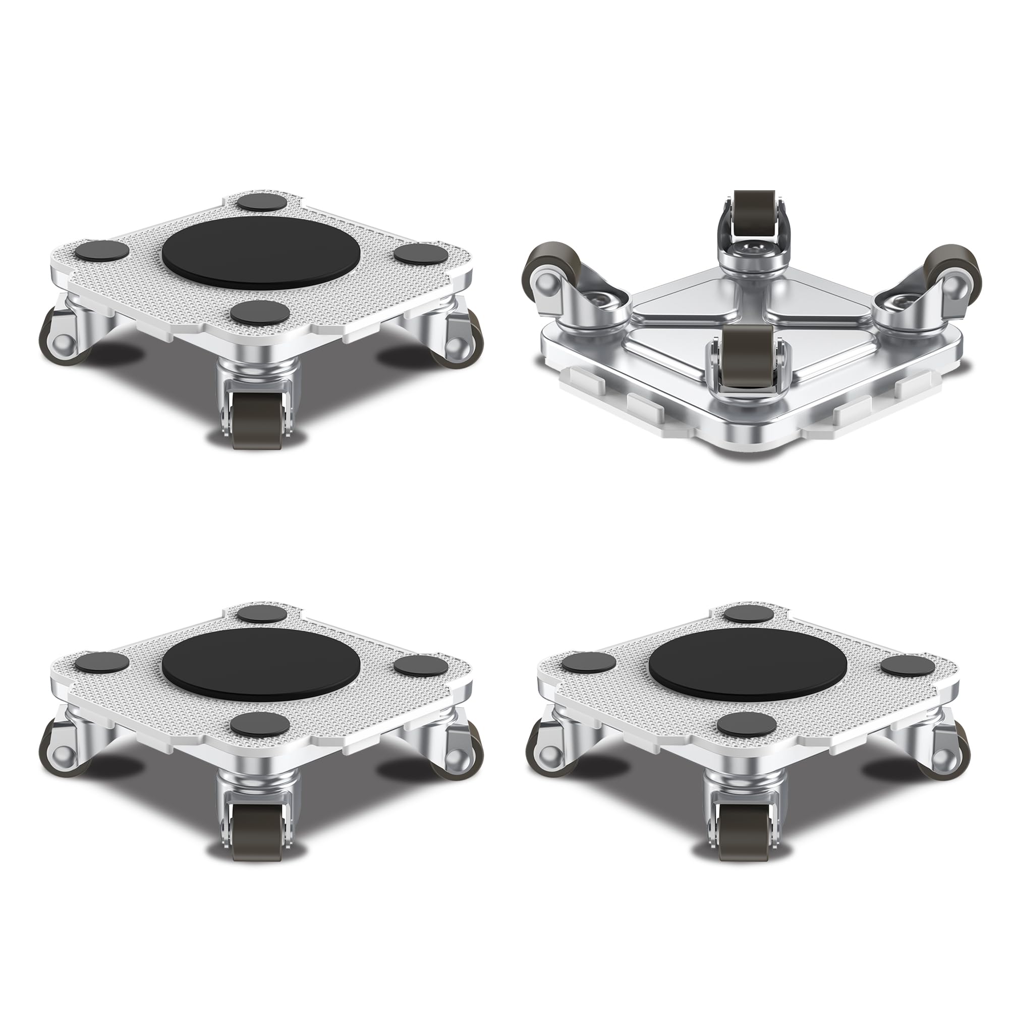 ONEON Furniture Mover Pro - 4Pack Enhanced Dollies with Custom TPE Wheels - Effortless Heavy Furniture Transport (Light Gray: 4 Dollies Only)