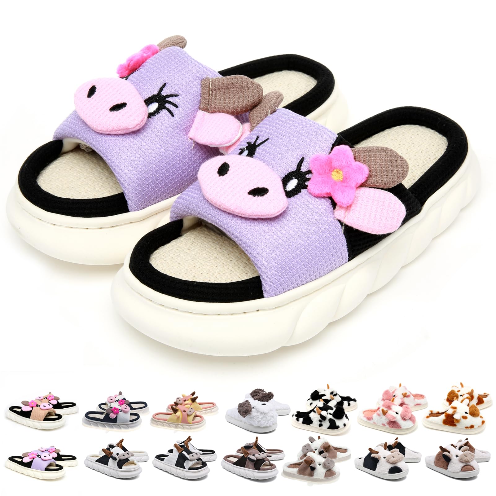 Cow Slippers For Women and Men Fluffy Cute Cozy House Slippers Indoor and Outdoor
