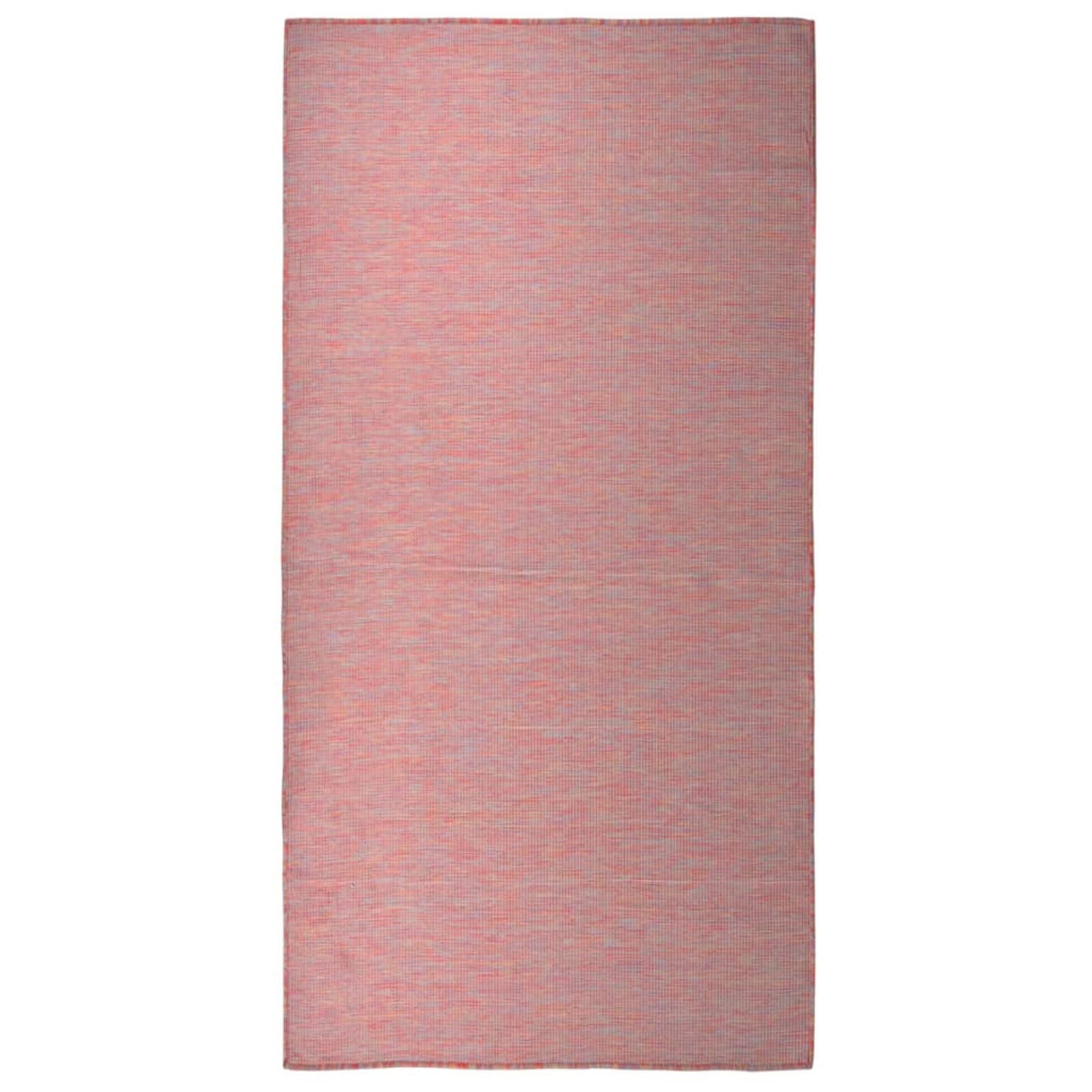 Dywan zewnętrzny, dywan do wnętrz na zewnątrz, dywany tarasowe, czerwony płaski splot 100 x 200 cm
