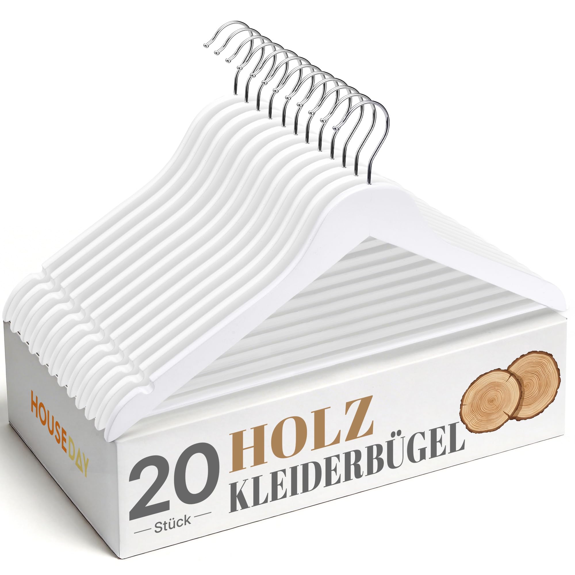 HOUSE DAY Kleiderbügel Holz 0.8cm Weiß