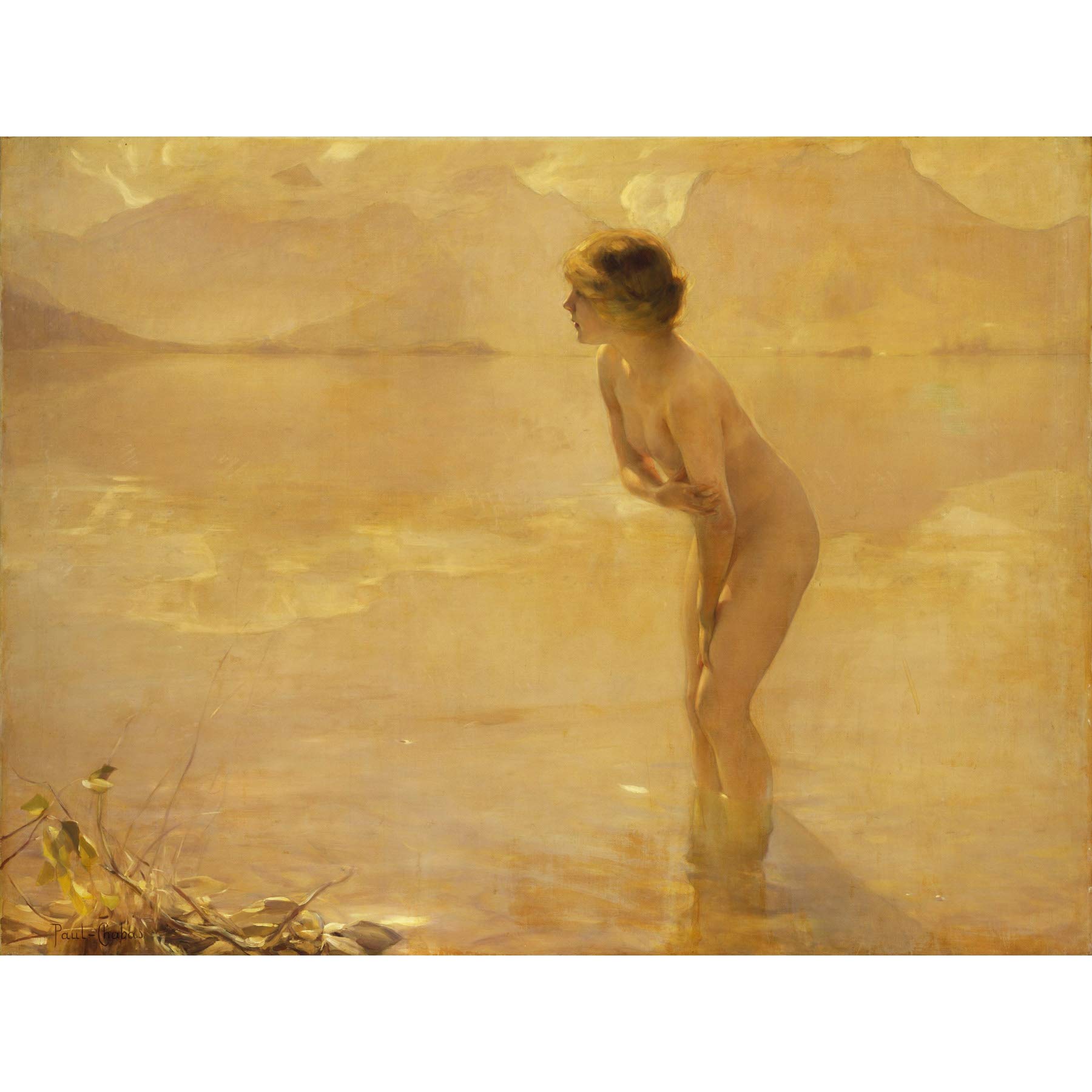 Chabas September Morn Nude Painting Premium Wall Art Canvas Print 18X24 Inch
