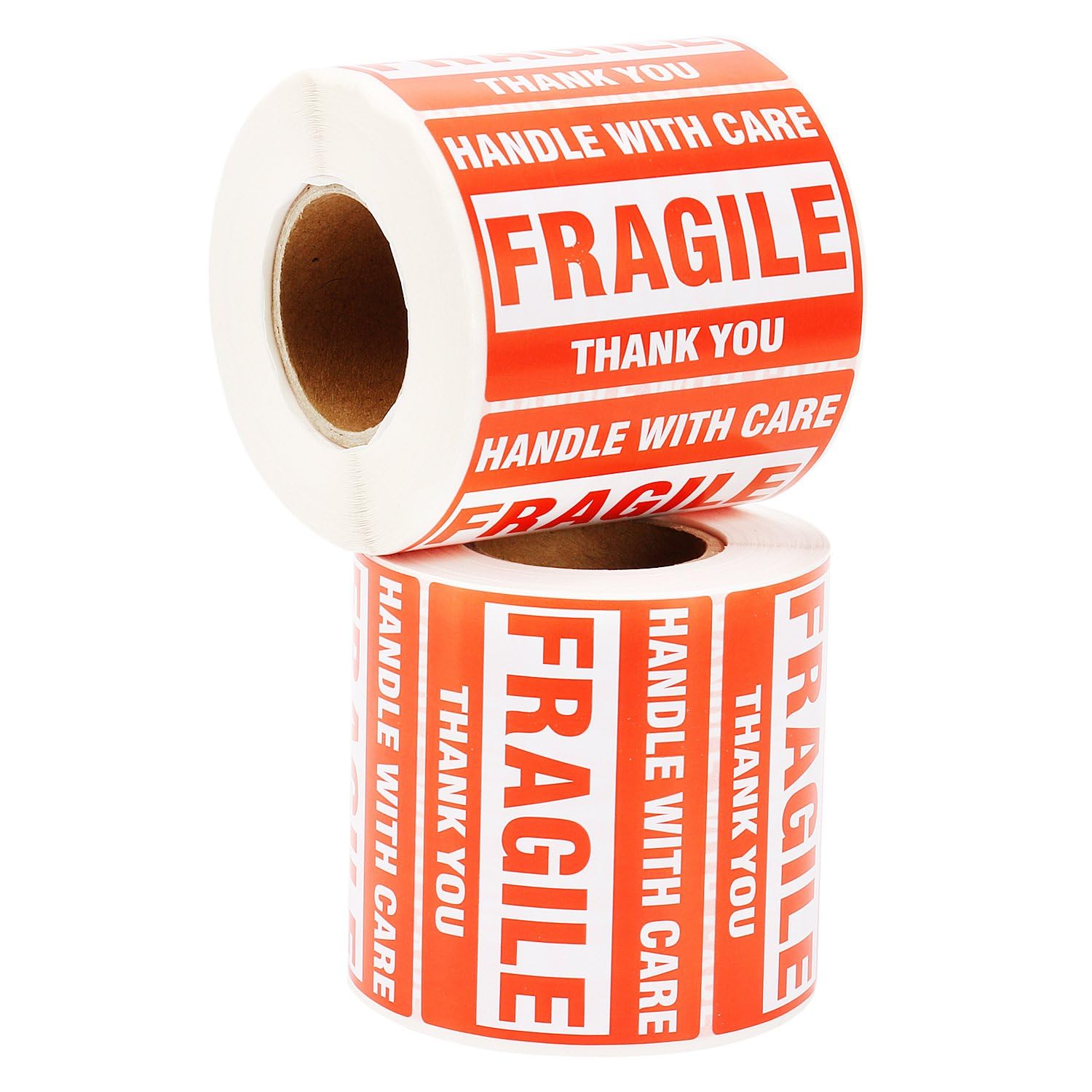 [2 Rolls, 1000 Labels] 2" x 3" Fragile Stickers Handle with Care Warning Packing/Shipping Labels - Permanent Adhesive