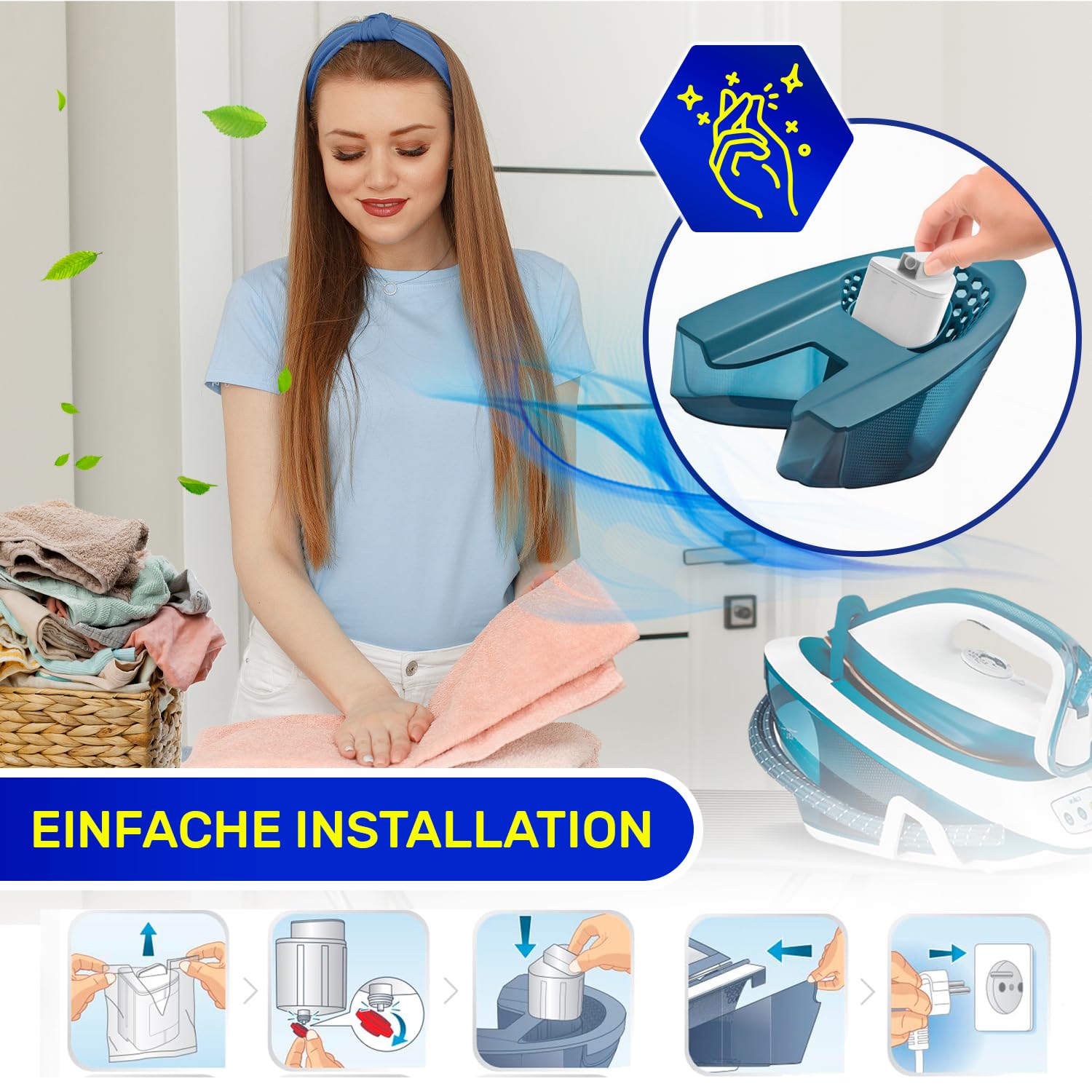 2 Stück Antikalk Kartusche für Dampfbügeleisen Adaptiertes Modell mit dem Originalcode XD9070E0 für Tefal Dampfbügelstation für Rowenta für Calor Liberty Serie - MONTERAL
