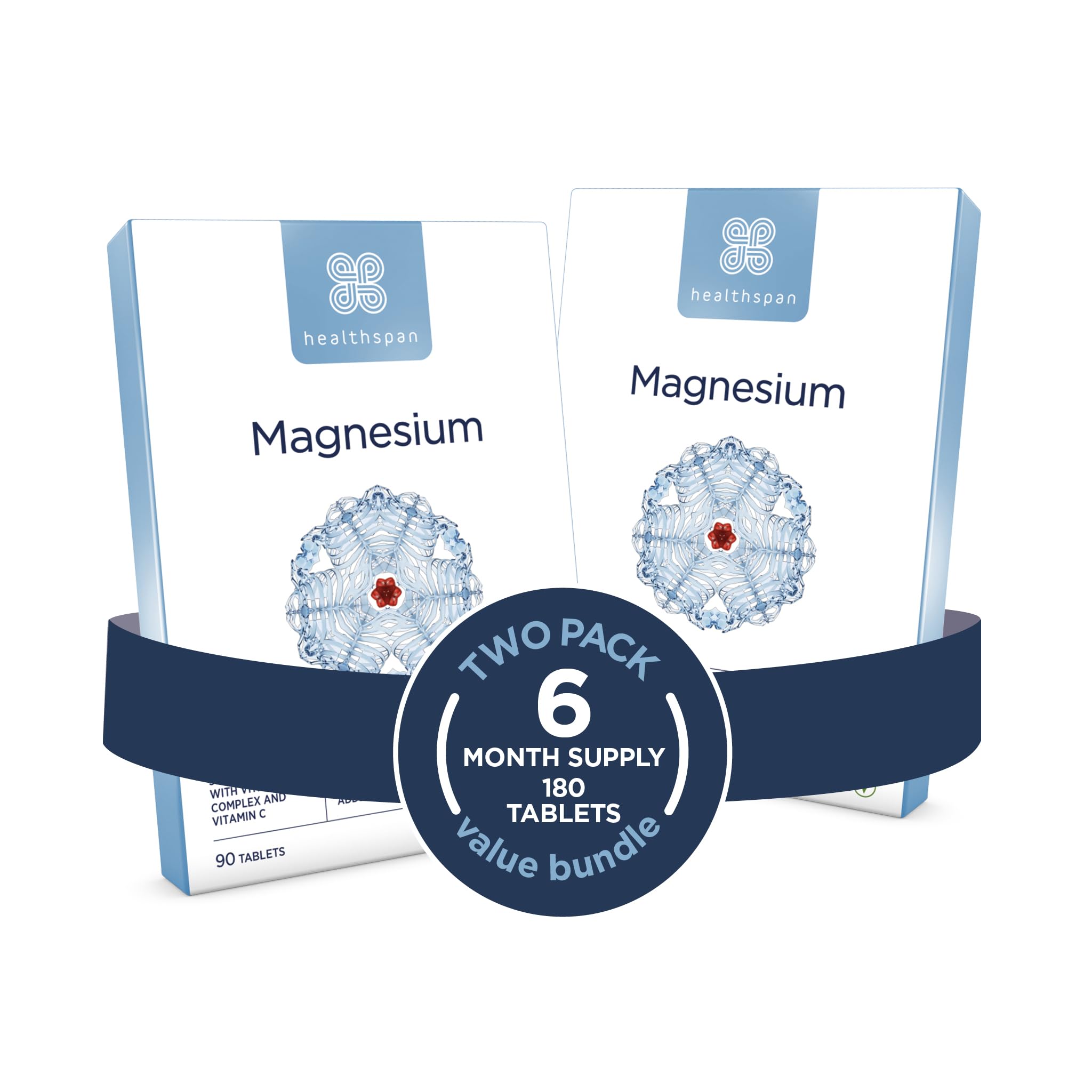 Healthspan Magnesium 375mg | Everyday Support for Muscles & Nervous System | Added B Vitamins Complex | Added Benefits for Your Bones, Teeth & Energy Levels | Vegan (180 Tablets)