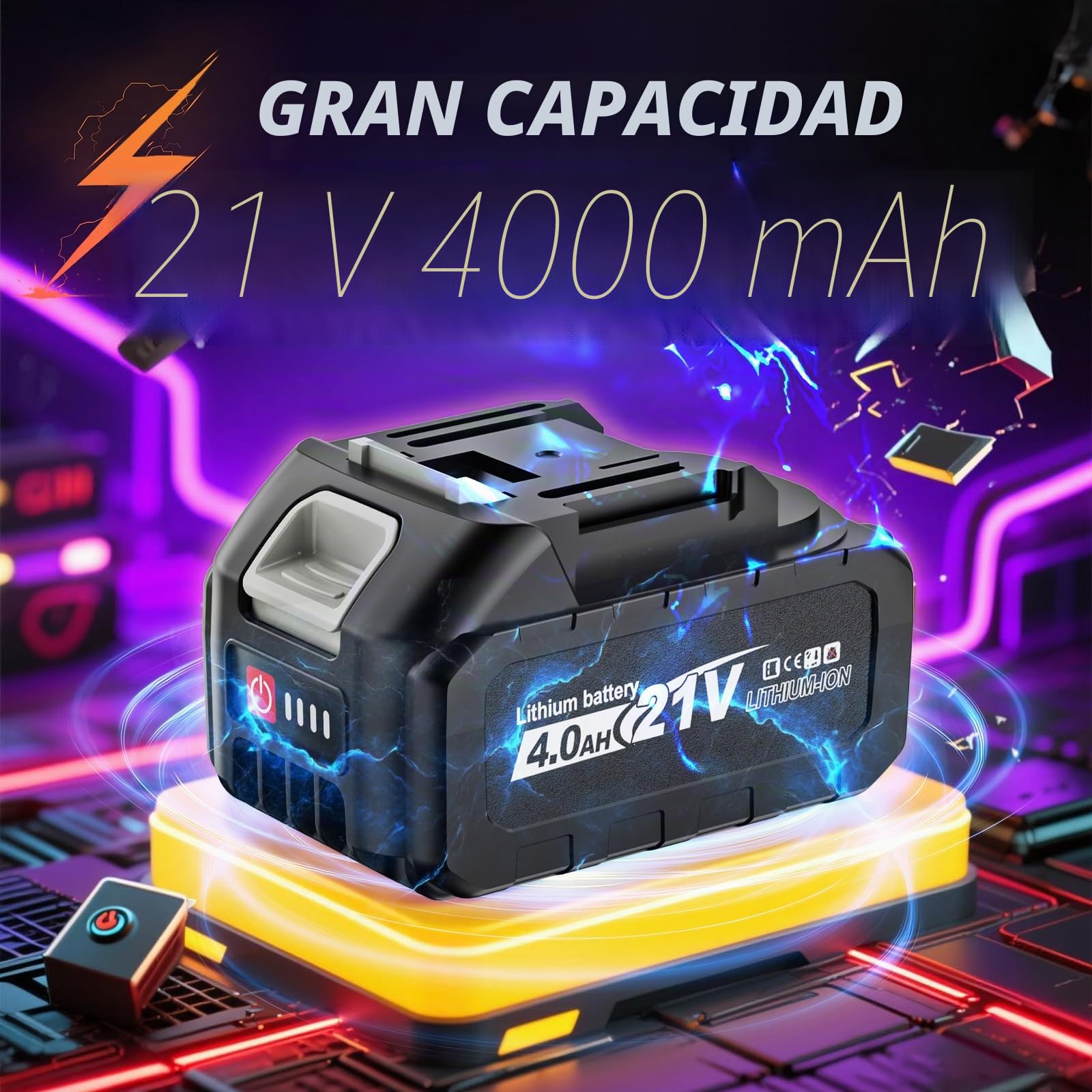 Clavadora Electrica de Clavos Compatible con Makita 18V, Grapadora Clavadora 2 en 1 18GA con batería 4.0Ah, cargador, 800 clavos y 800 grapas incluidas para mejoras del hogar