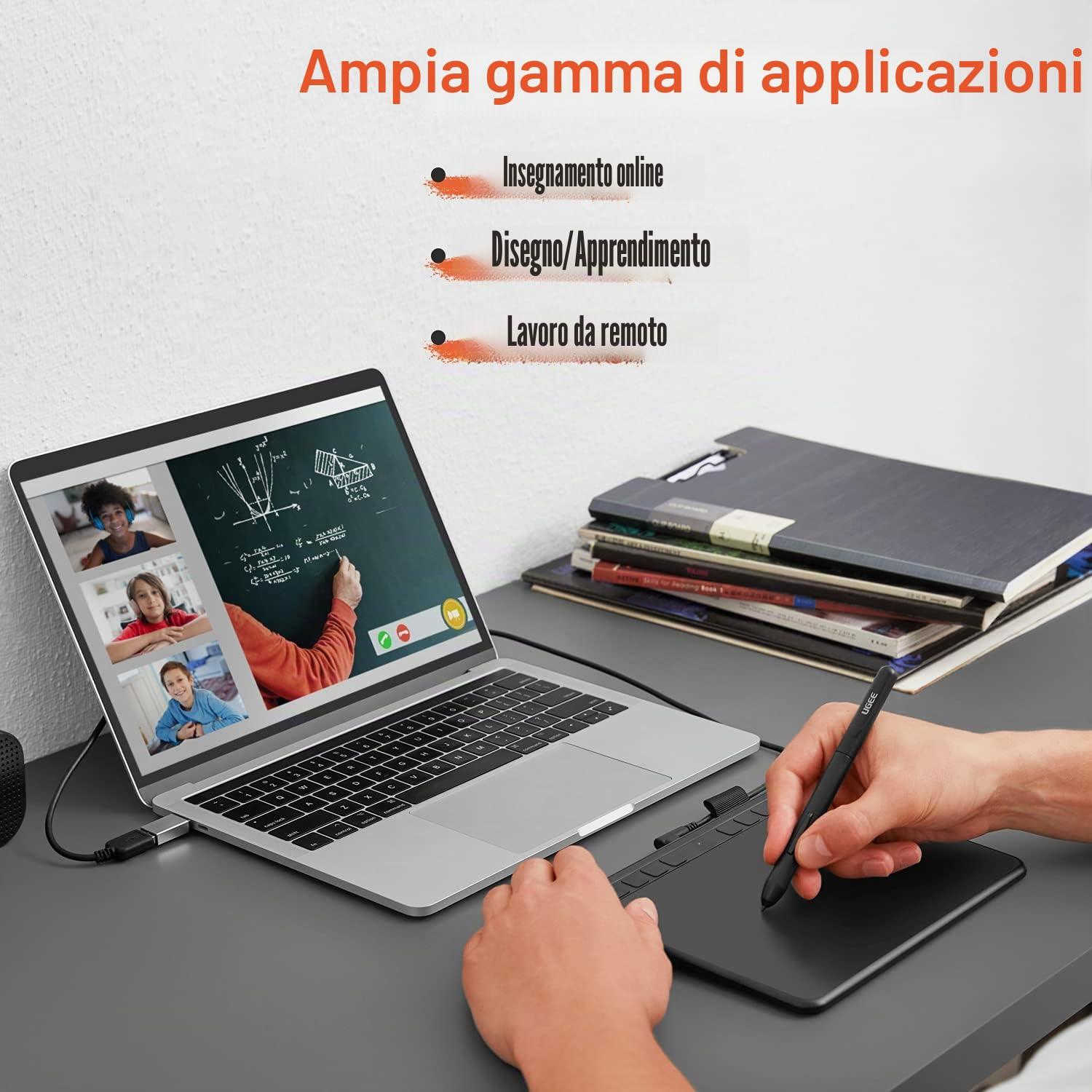 UGEE S640 Tavoletta Grafica da 6,3x4 Pollici di Area Attiva, Tavola Grafica con 10 Tasti di Scelta Rapida, Penna Senza Batteria con 8192 Livelli di Pressione