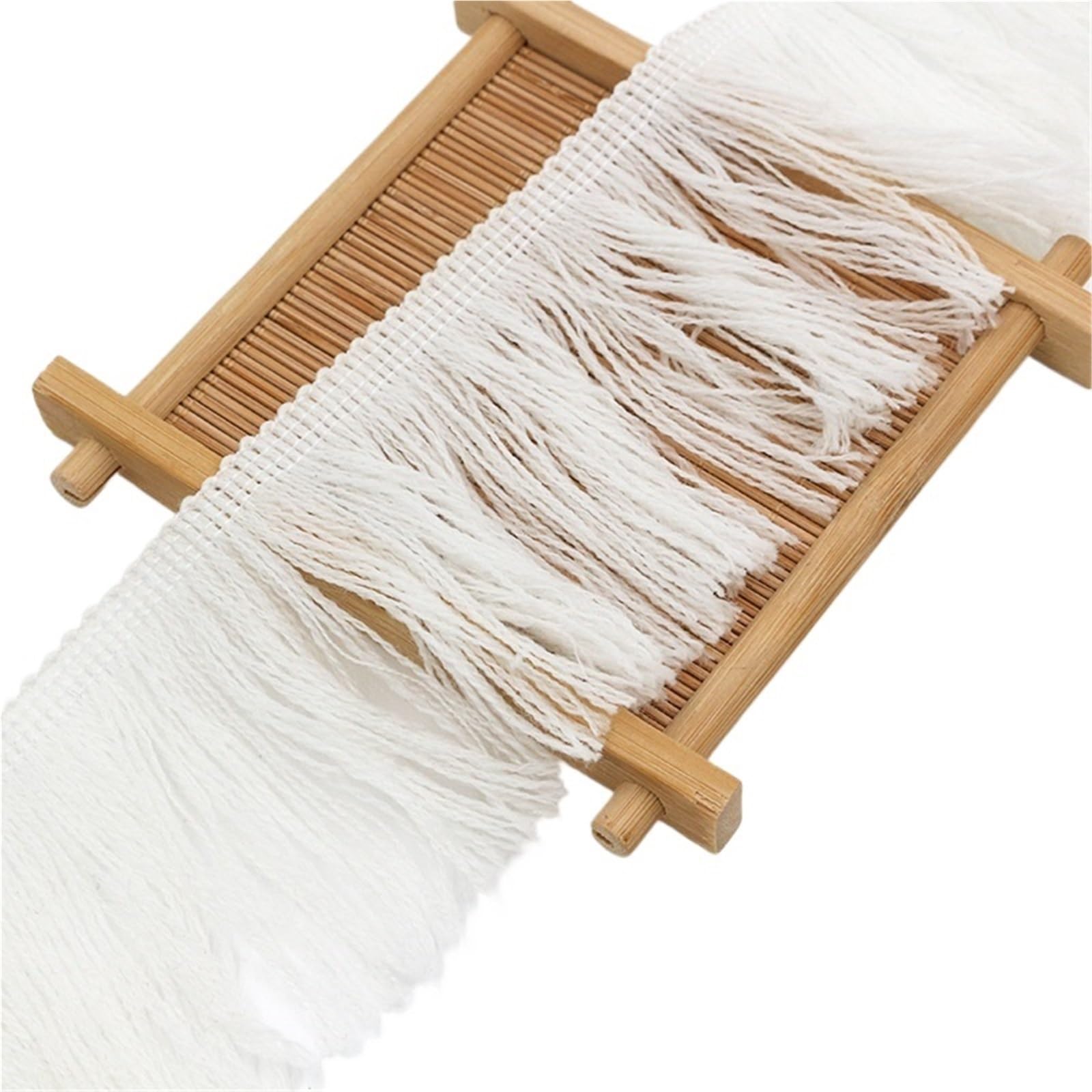 Handmade Craft Tassels, Sewing Fringe Trim 5M Polyester Trimming Fringes Tassel Lace DIY Decoration 7cm Width(White)