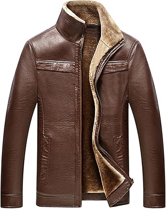 Mens leather jacket with sherpa lining Clearance