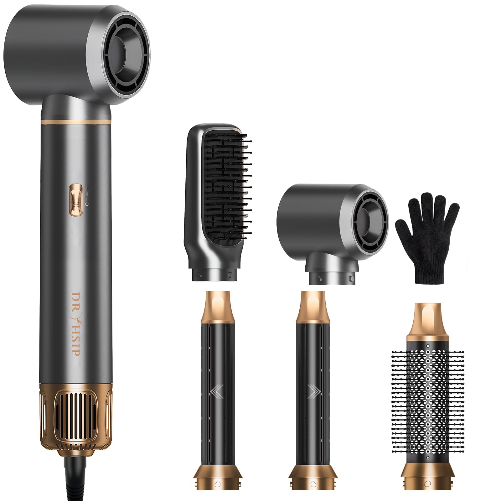 5 in 1 Spazzola Asciugacapelli Airstyler, Arricciacapelli Automatico, Spazzola Lisciante, Volumizzante, Adatto a Tutti i Tipi di Capelli - Charcoal