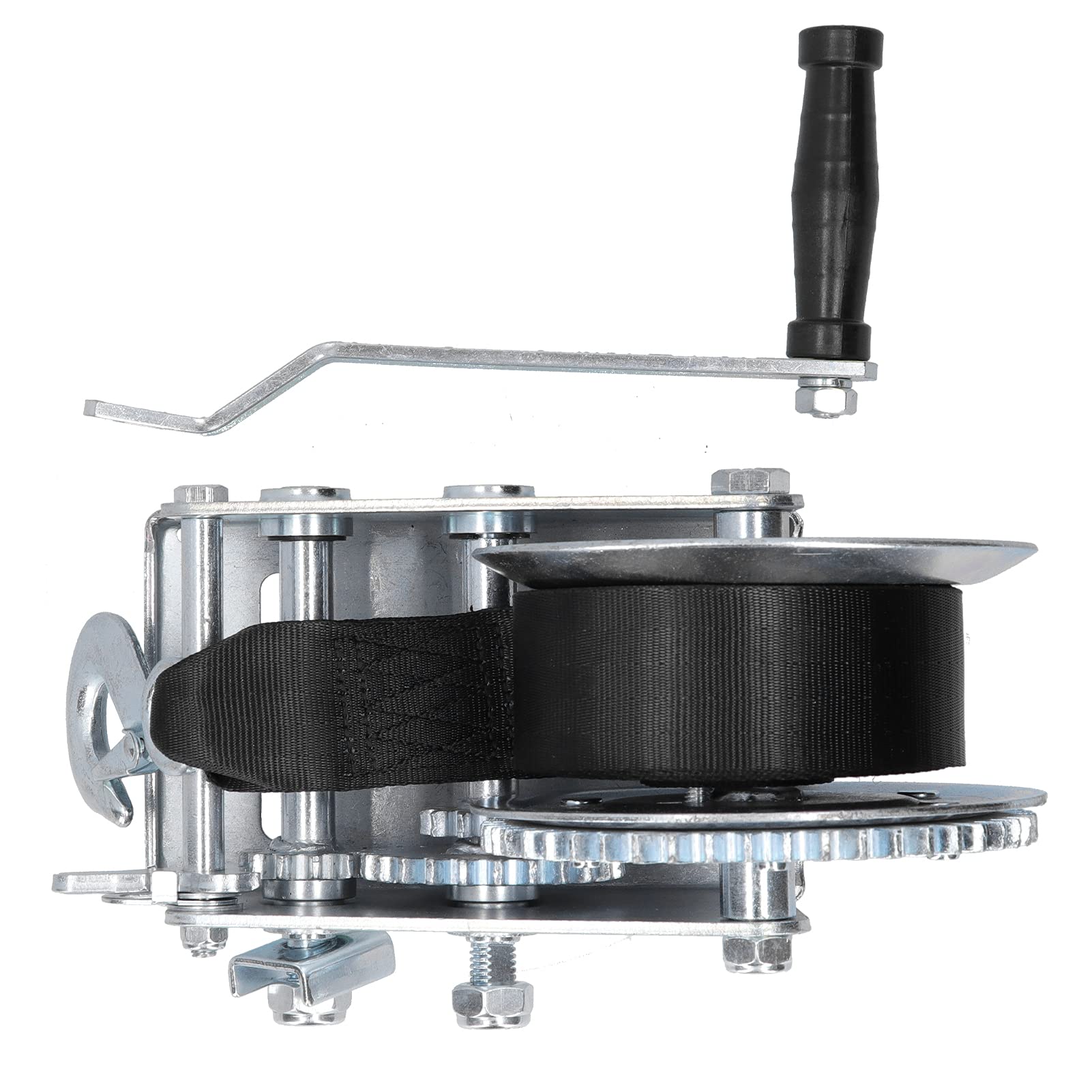 FTVOGUE Cabrestante Manual de Acero Al Carbono con Manivela para Remolque, 2500 Libras con Freno de Mano de Cuerda Trenzada de 10 M, Trinquete Reversible para Remolque de Barco, Jardinería, Uso en