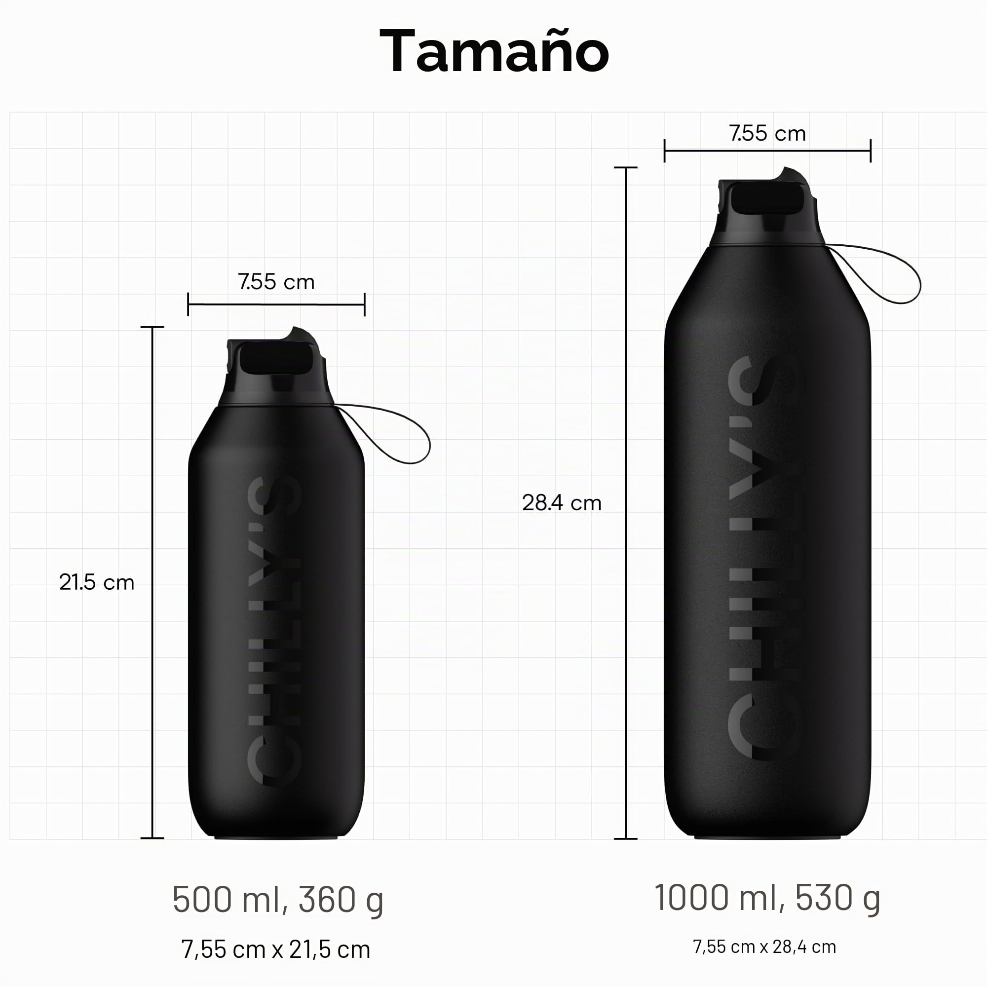 Chilly's Botella de Agua Serie 2 Flip con Tapa Deportiva - Botella de Acero Inoxidable con Aislamiento al Vacío, Pajita, Asa de Transporte y Cepillo de Limpieza - Sin Sudor