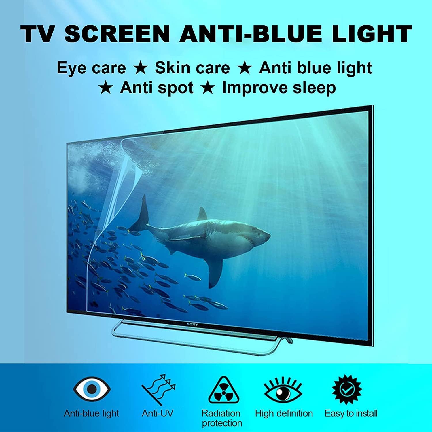 Anti Glare Film TV Screen Protector 50 Inch TV Anti-Blue Light Screen Protector Non-Glare/Filter Out Ultraviolet/Anti Scratch Reduction Eye Protection Film Fits LCD Led 4k OLED and QLED HDTV ( 50 image 2