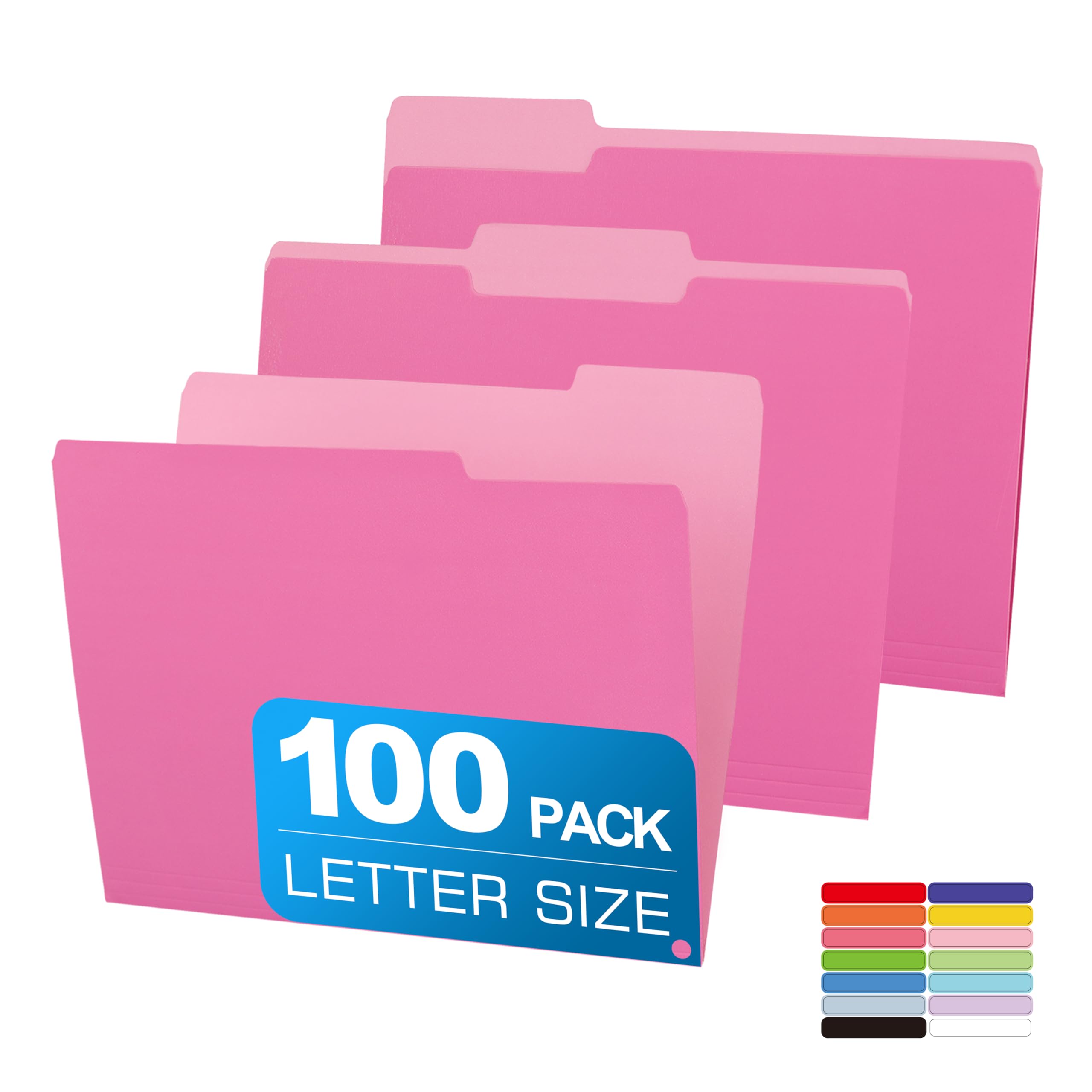 Two Tone Color File Folder 8.5 x 11 Inch,100 Packs Pink File