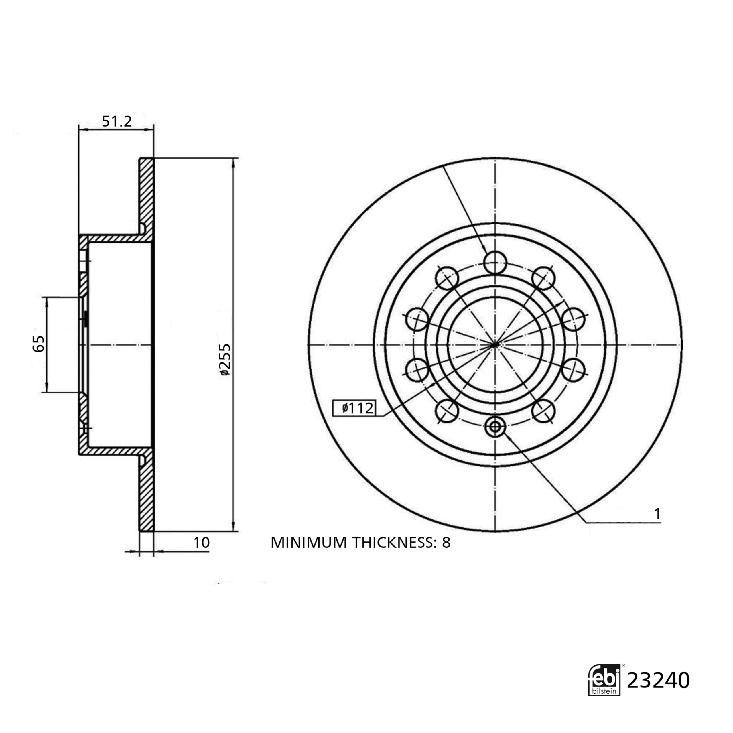 febi bilstein 23240 zestaw tarcz hamulcowych, 2 tarcze hamulcowe