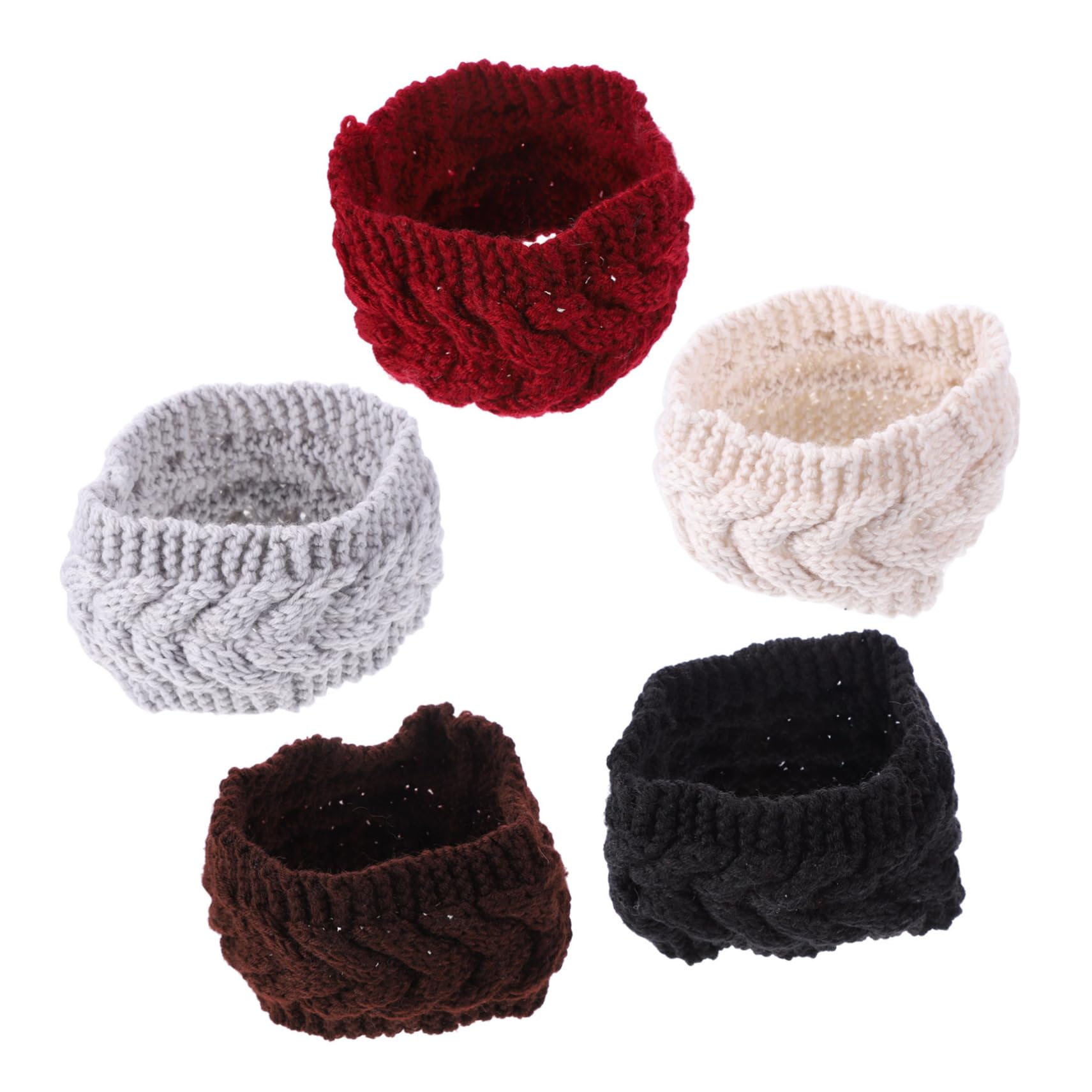 TINEASUR 5pcs Knitted Warm Headbands Women Ear Protection Hair Band Elastic Turban for Outdoor Activities