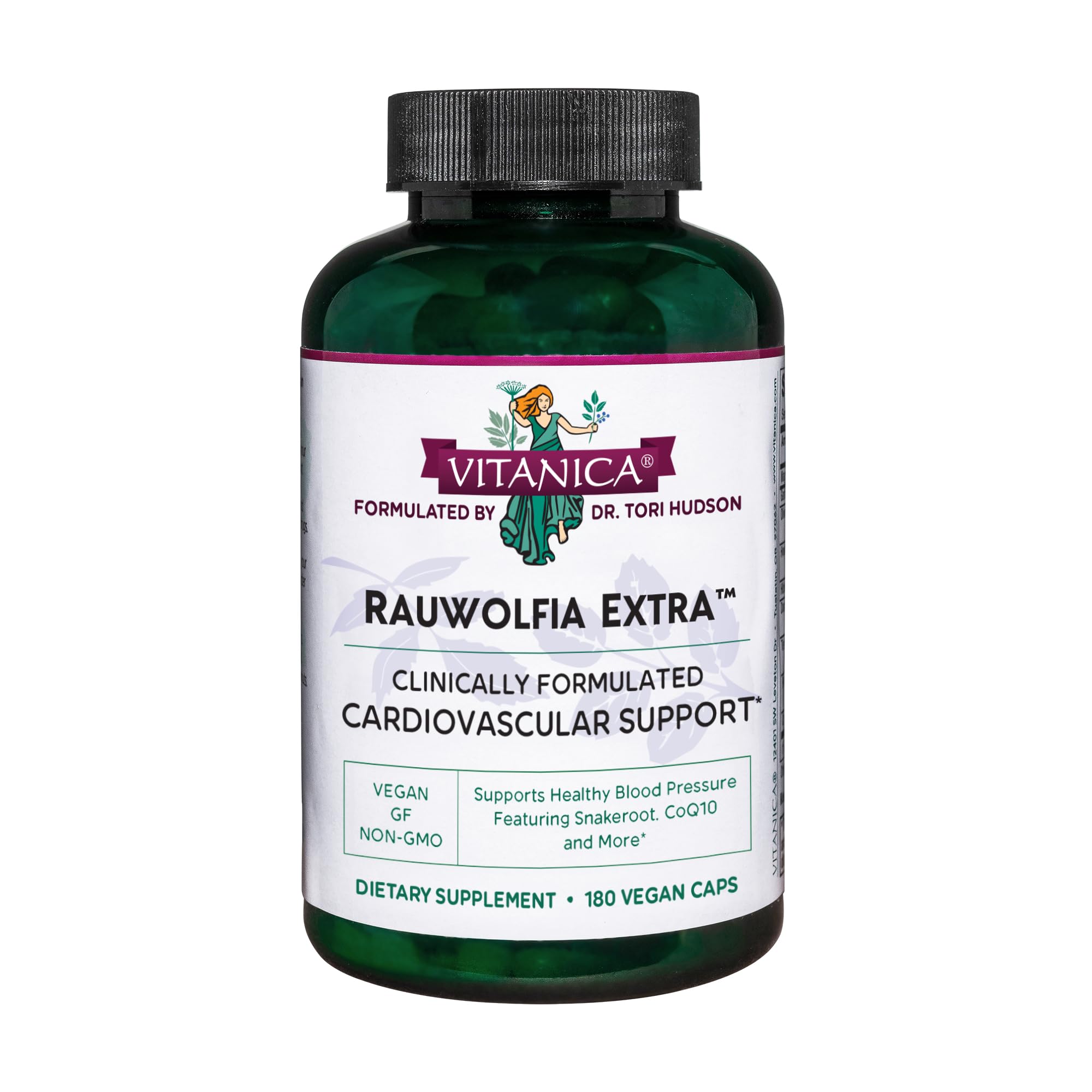 Vitanica Rauwolfia Extra - Heart Health Supplement - Supports Blood Pressure Already Within a Healthy Range - Supplement with Magnesium, CoQ10 & Snakeroot - 180 Vegan Caps