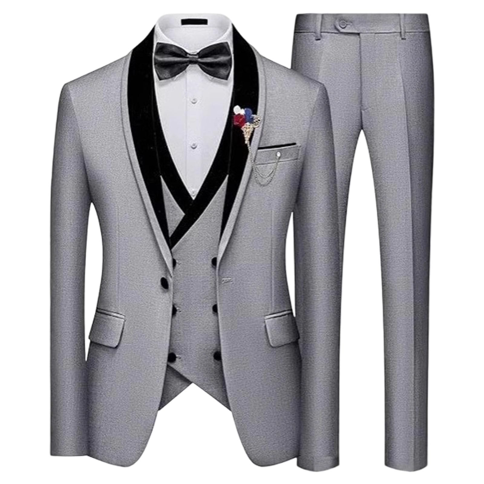 Completo da Uomo 3 Pezzi Slim Fit con Smoking a Un Bottone, Blazer, Gilet e Pantaloni, Abiti Formali per Matrimoni, Balli di fine Anno e cene