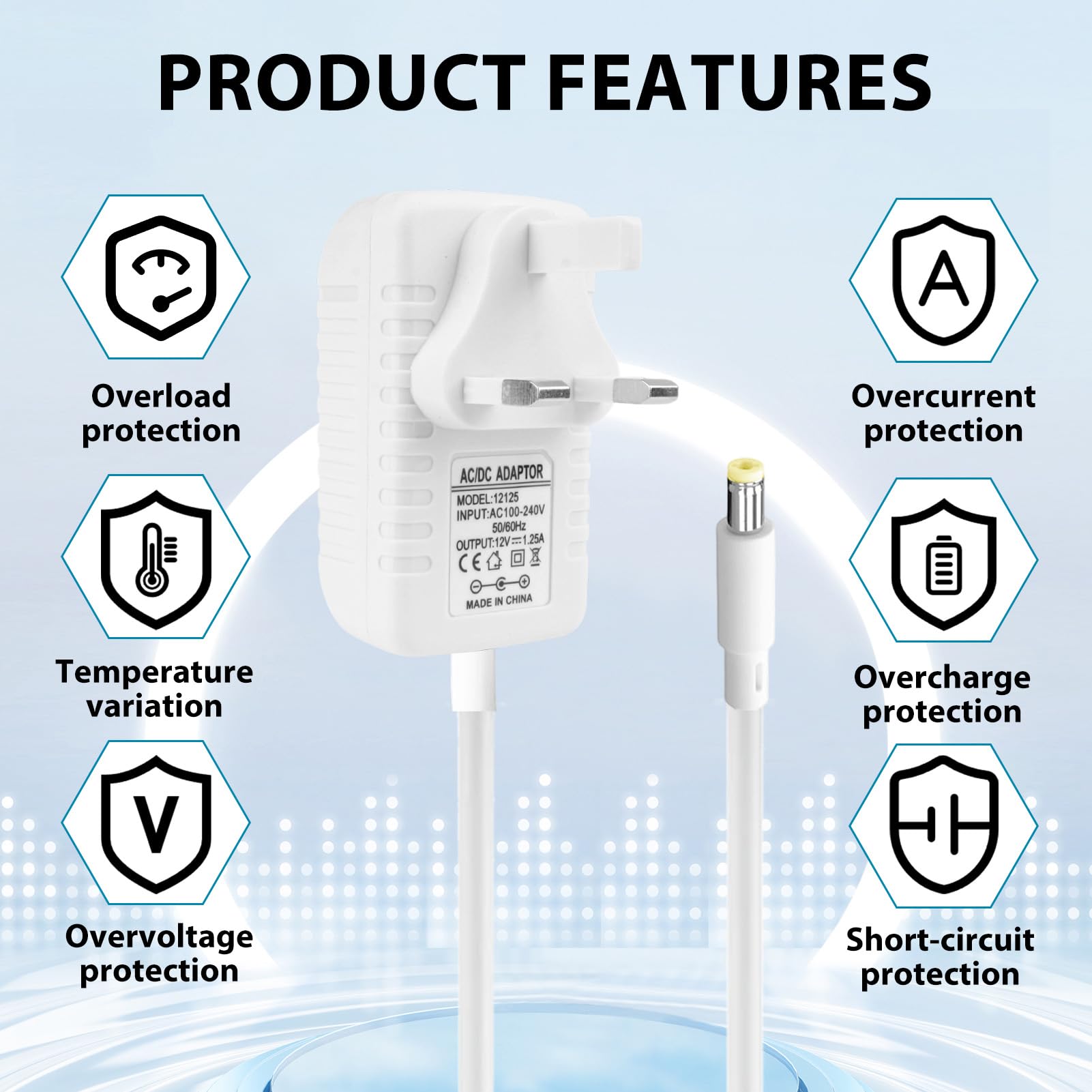15W Power Supply Charger for Alexa Echo Dot 3rd 4th 5th Gen 12V 1.25A 4.0 * 1.7mm Power Adapter Replacement Cable for Kids Edition Show 5 1st 2nd Gen Echo Dot with Clock Dot Spot Pop Fire TV 2M Cord — view 4