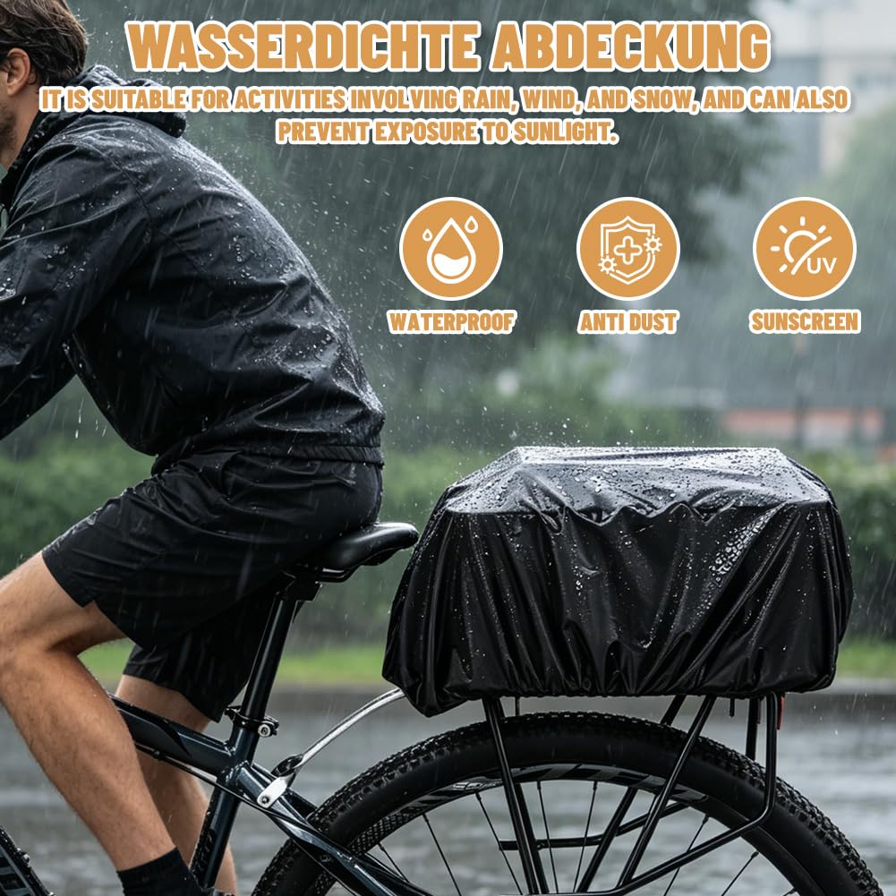 Cestino Posteriore per Bicicletta, Cestino in Acciaio per Portapacchi con Fondo in Legno, Copertura Impermeabile e Rete da Carico – Elevata Capacità di Carico per E-Bike, Uso Quotidiano e Viaggi