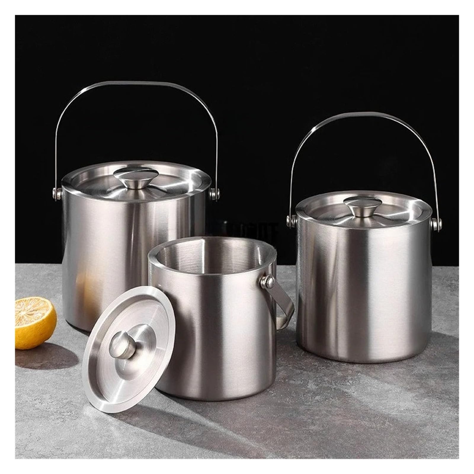 Seau à Glace isolé en Acier Inoxydable de 2/3/4 L