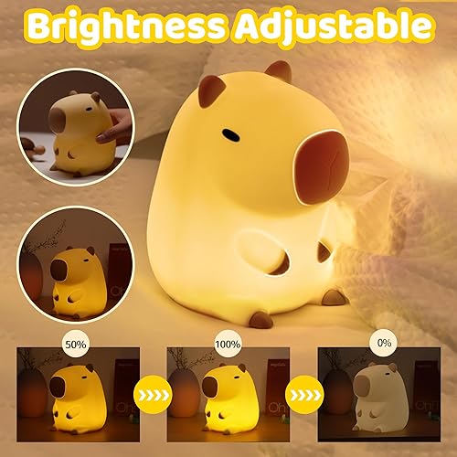 Miniatura 2 de Ammonite Capybara - Luz nocturna de silicona para niños, bonita lámpara de silicona suave para niños, luz nocturna LED USB, lámpara táctil LED para