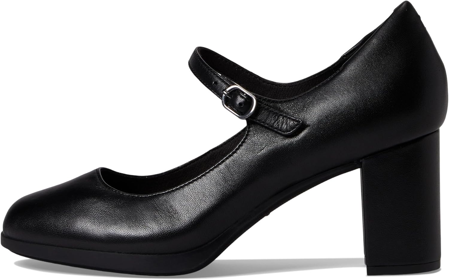 Clarks Women's Bayla Nora Pump, Black Leather, 9 Wide