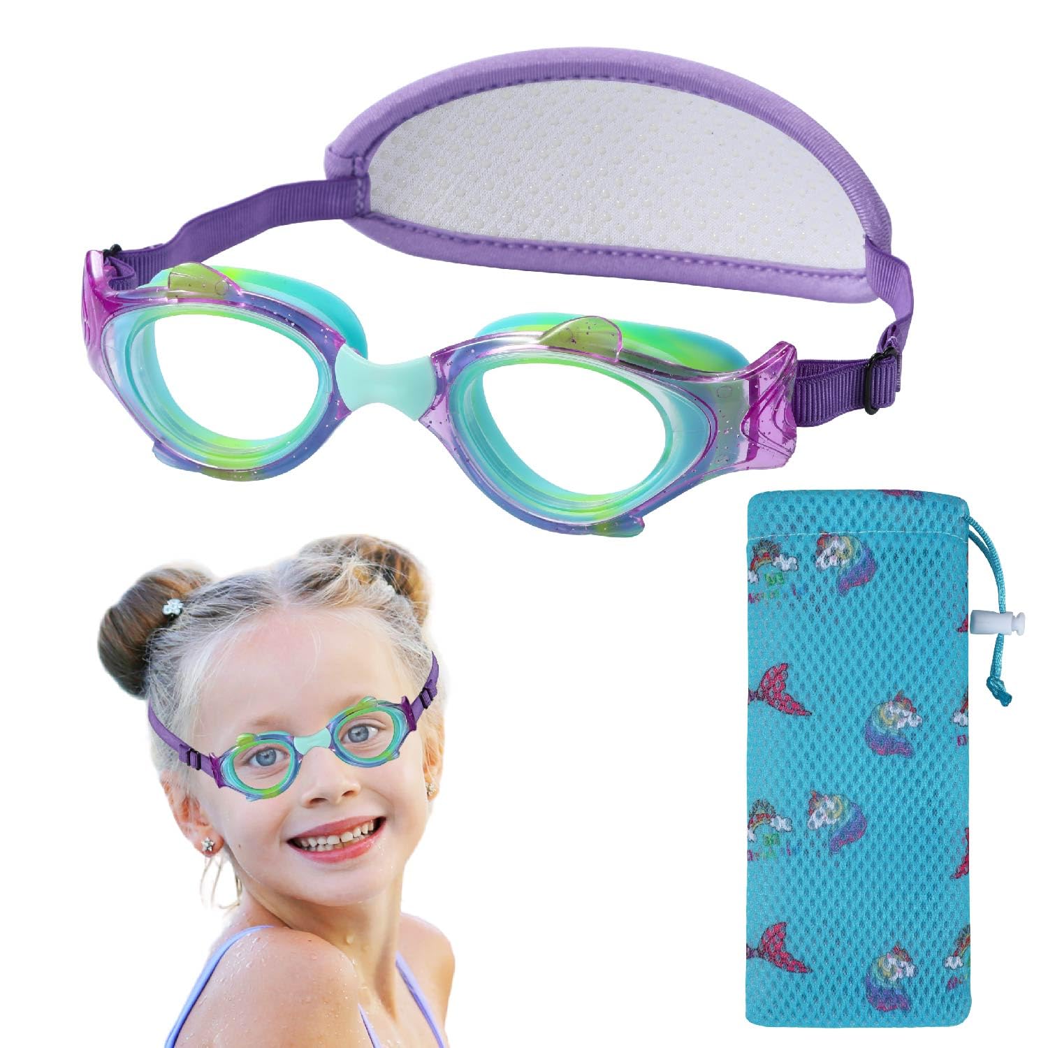 Schwimmbrille für Kleinkinder, 3 / 4 / 5 Jahre, Kinderbrille, kein Ziehen an Haaren, Stoffband