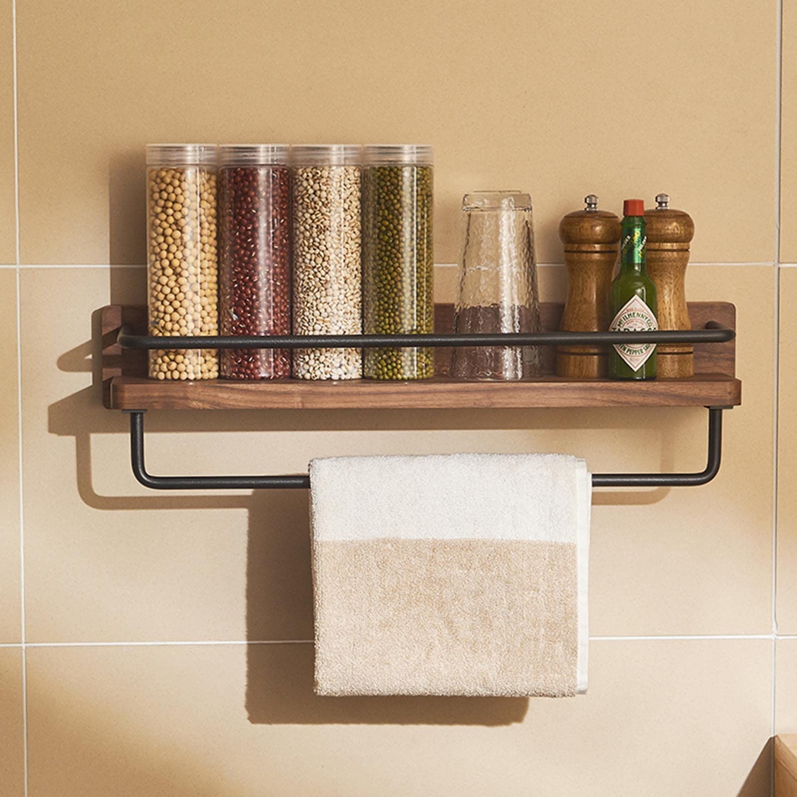 Ducha Caddy Estante De Ducha De Madera Estante De Ducha Adhesivo Montado En La Pared Sin Taladro Multifunción for Inodoro De Baño,A30cm (Size : B50cm)
