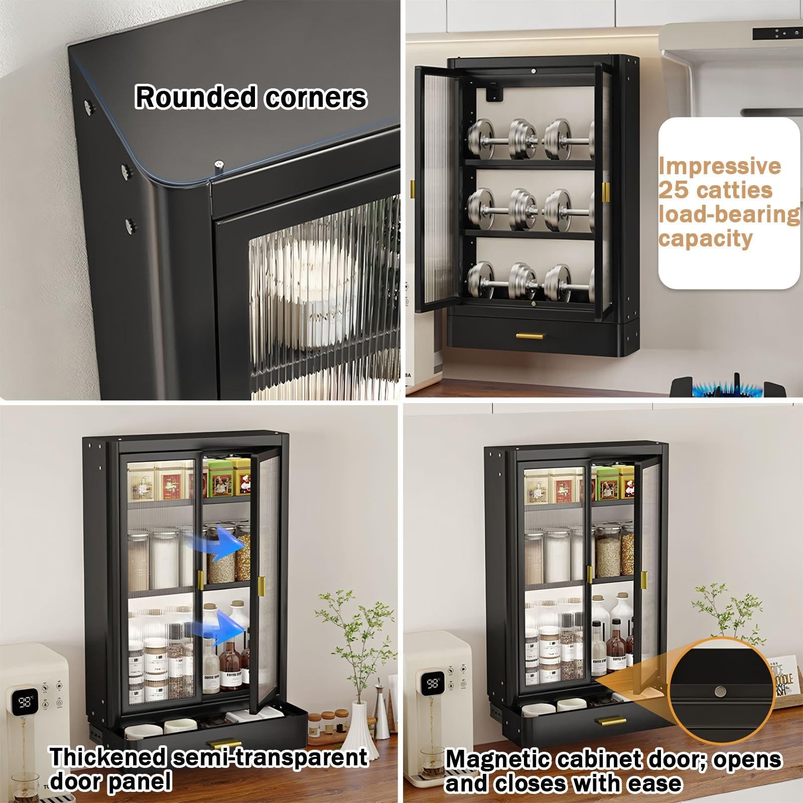 Zfmnoyev Armario De Cocina Metálico De Pared con Puertas De Acrílico
