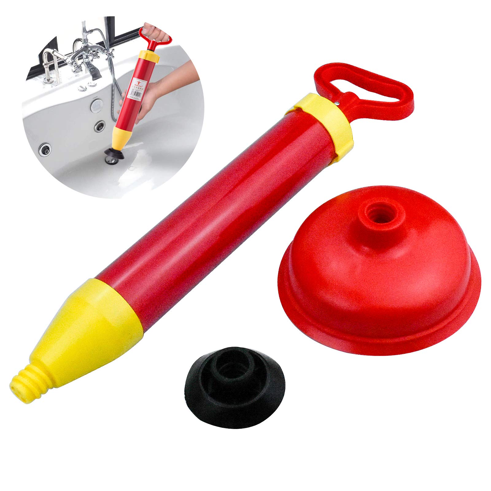 Demason Drain Buster Toilet Air Plunger, Powerful Drain Plunger with 2