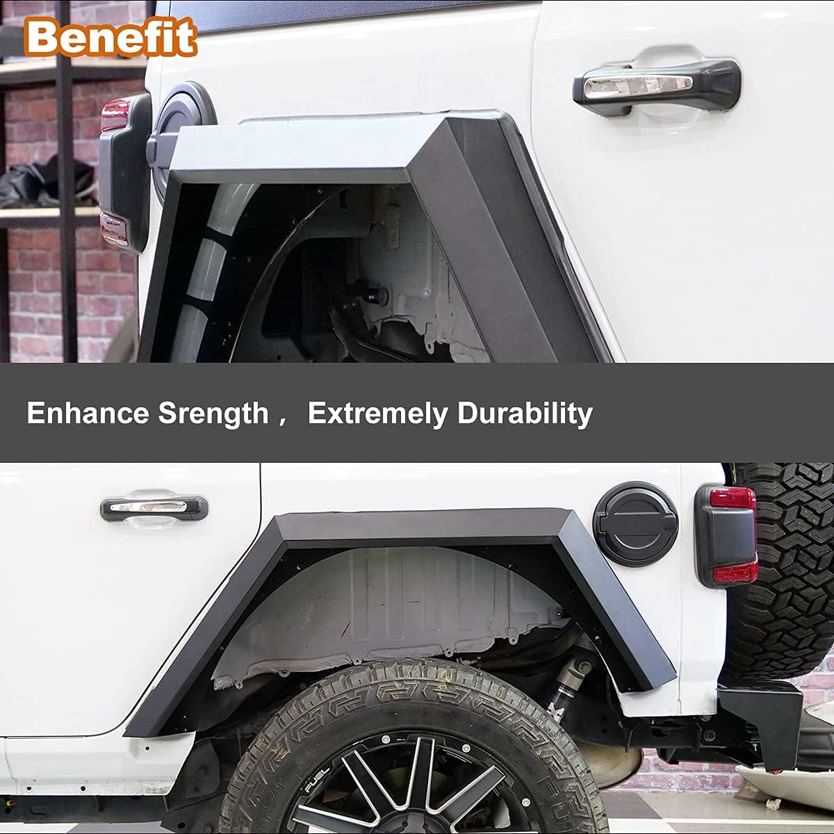 NIXON OFFROAD Solid Steel Fender Flares for 2018-2025 Jeep Wrangler JL, Splash Guards, w/LED Sequential Turn Signal Lights & Molding Hardware Kit, Unlimited Heavy-Duty Off Road Front Rear 4 PCS