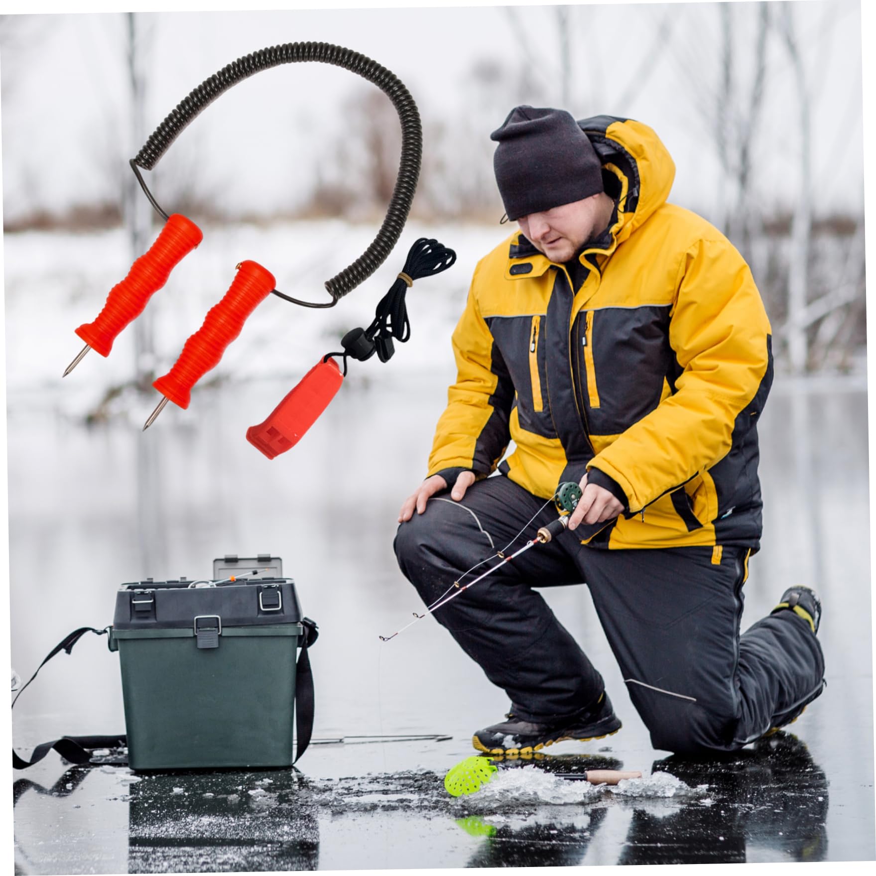 Jorzer Pics à Glace pic à Glace rétractable en Acier Inoxydable avec sifflet pour Accessoire de Patinage de pêche