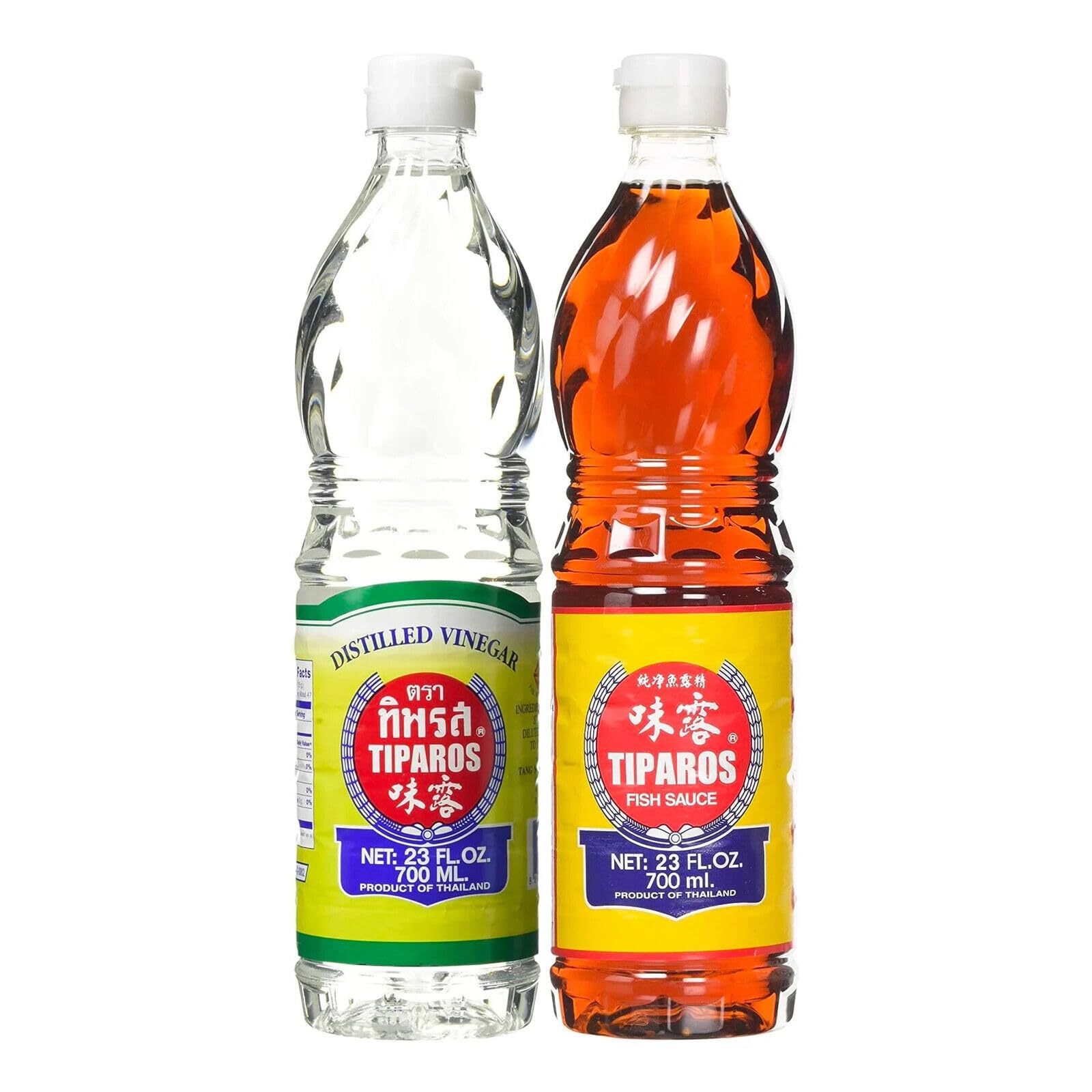TIPAROS Thai Fish Sauce & Thai Distilled Vinegar Value Pack (700ml x 2) HALAL