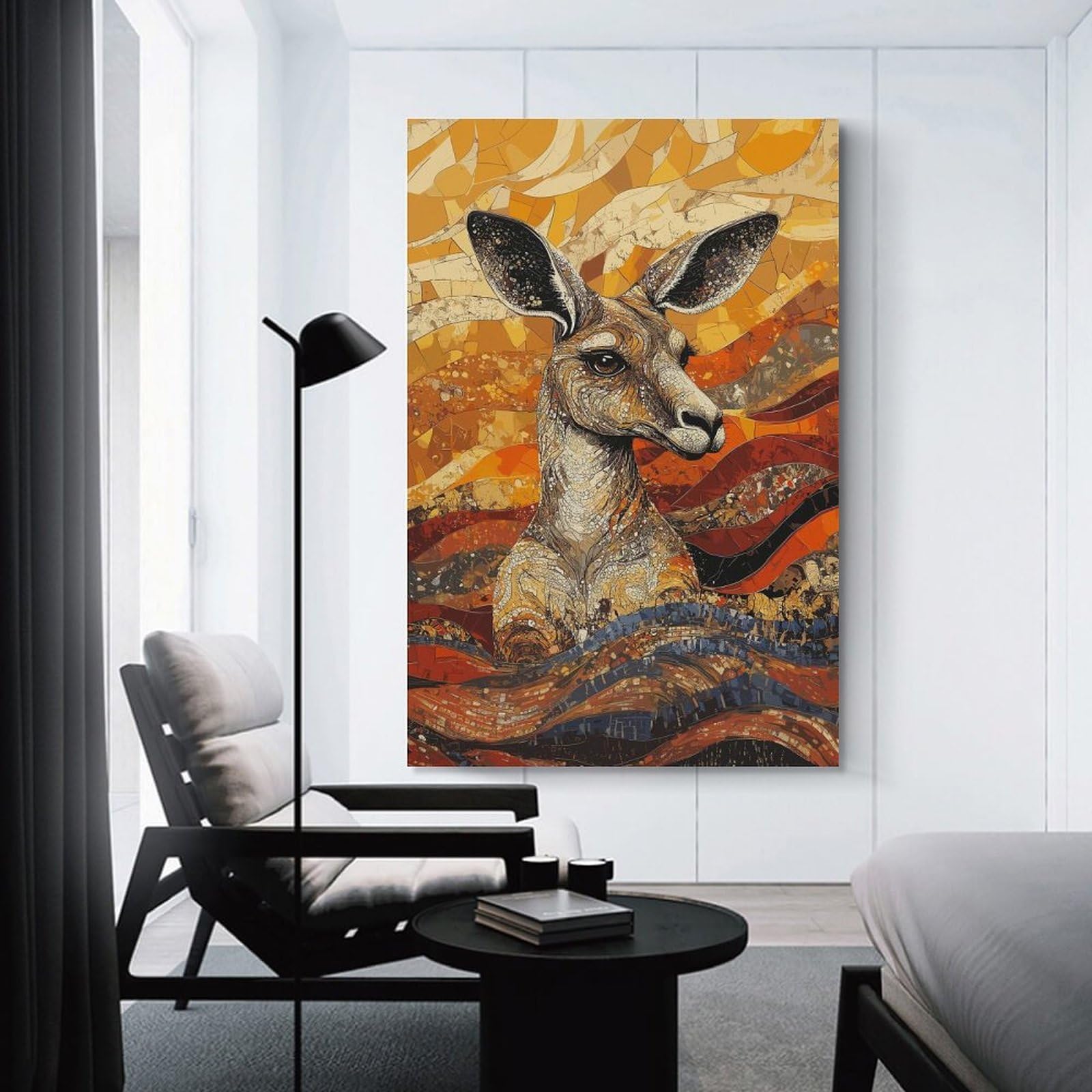 Junmoney Unframe-Style-20 Kangaroo Mosaic Art Hanging Wall Art, 12X18inch(30X45cm), For Entrance Walls, Hall Decor Or Foyers, Wall Decor To Refresh Empty Corners