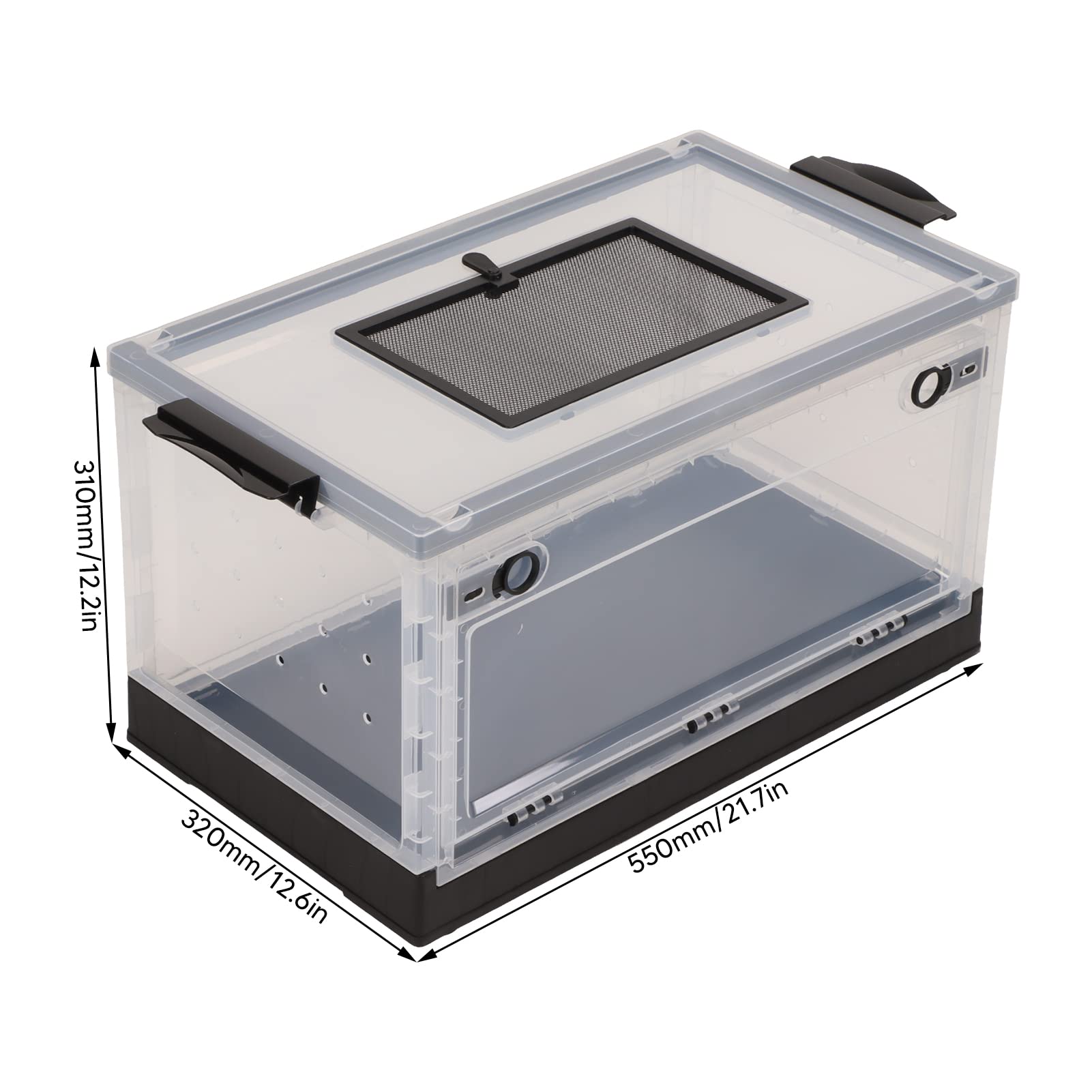 Cosiki Tanque Transparente para Hámster, Jaula Grande y Transpirable para Hámster Dorado y Ardilla Listada, Material ABS Duradero, 310x320x550mm (Black)