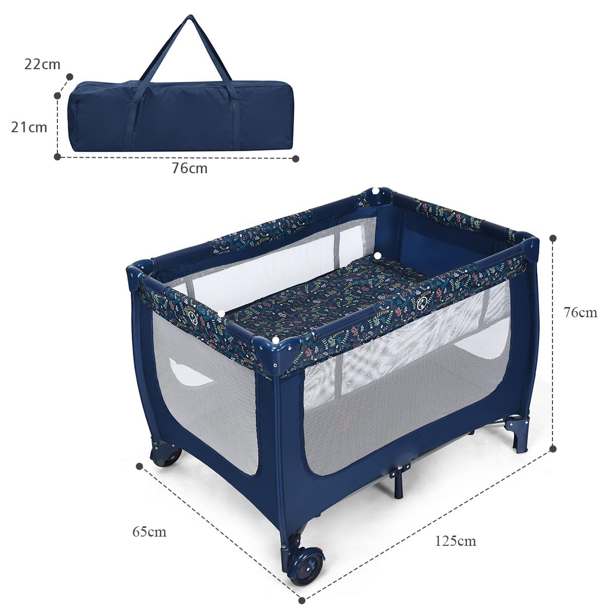 Culla Da Campeggio Pieghevole NAIZEA - Letto Portatile Con Tappetino E Borsa, Resistente 400 Lbs