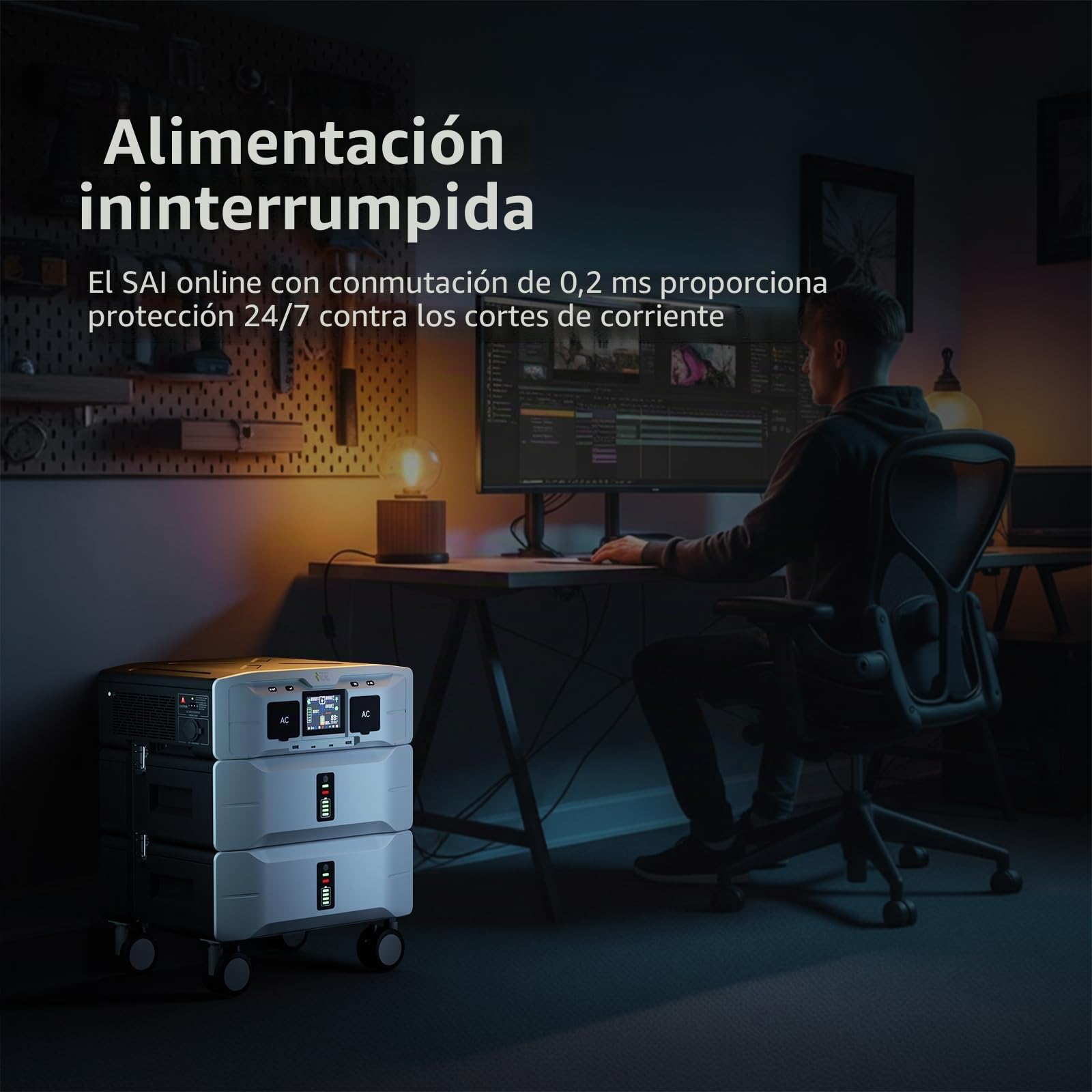 IEE 10.24kWh Estación de Energía Portátil SE5000, 5000W Generador Solar, Ampliable Hasta 10 kWh, App, 11 Puertos, Batería LiFePO4, Power Station para Camping, Caravana y Emergencias